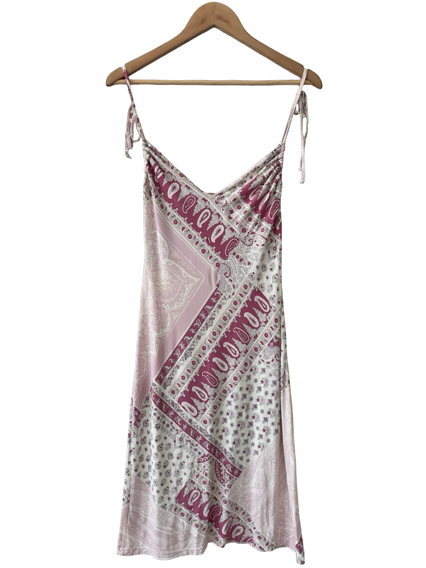 Vintage Y2K French Naf Naf Rosé Bandana Slip Dress (M)