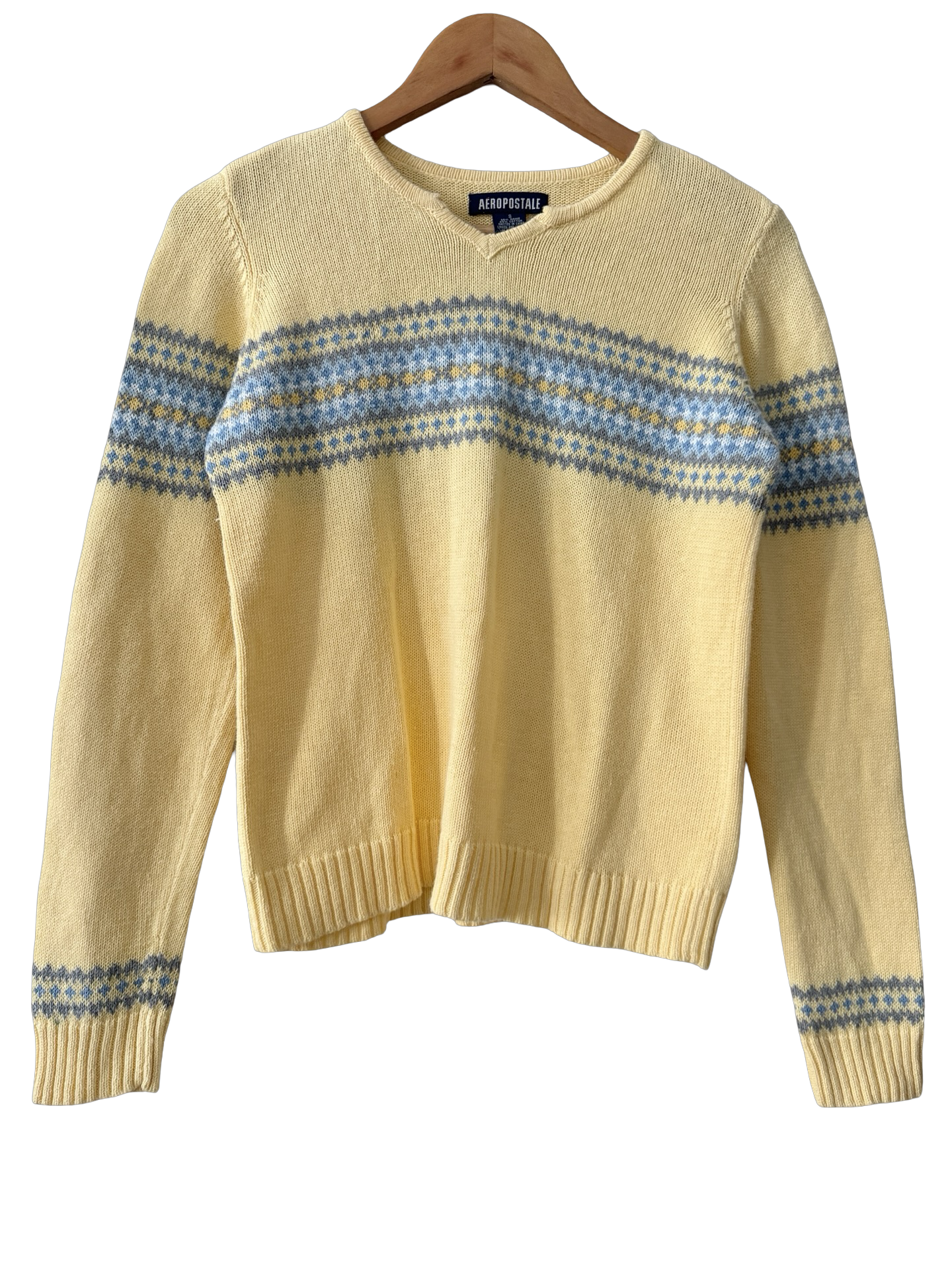 Vintage Y2K Buttercream Fair Isle Knit Sweater (S)