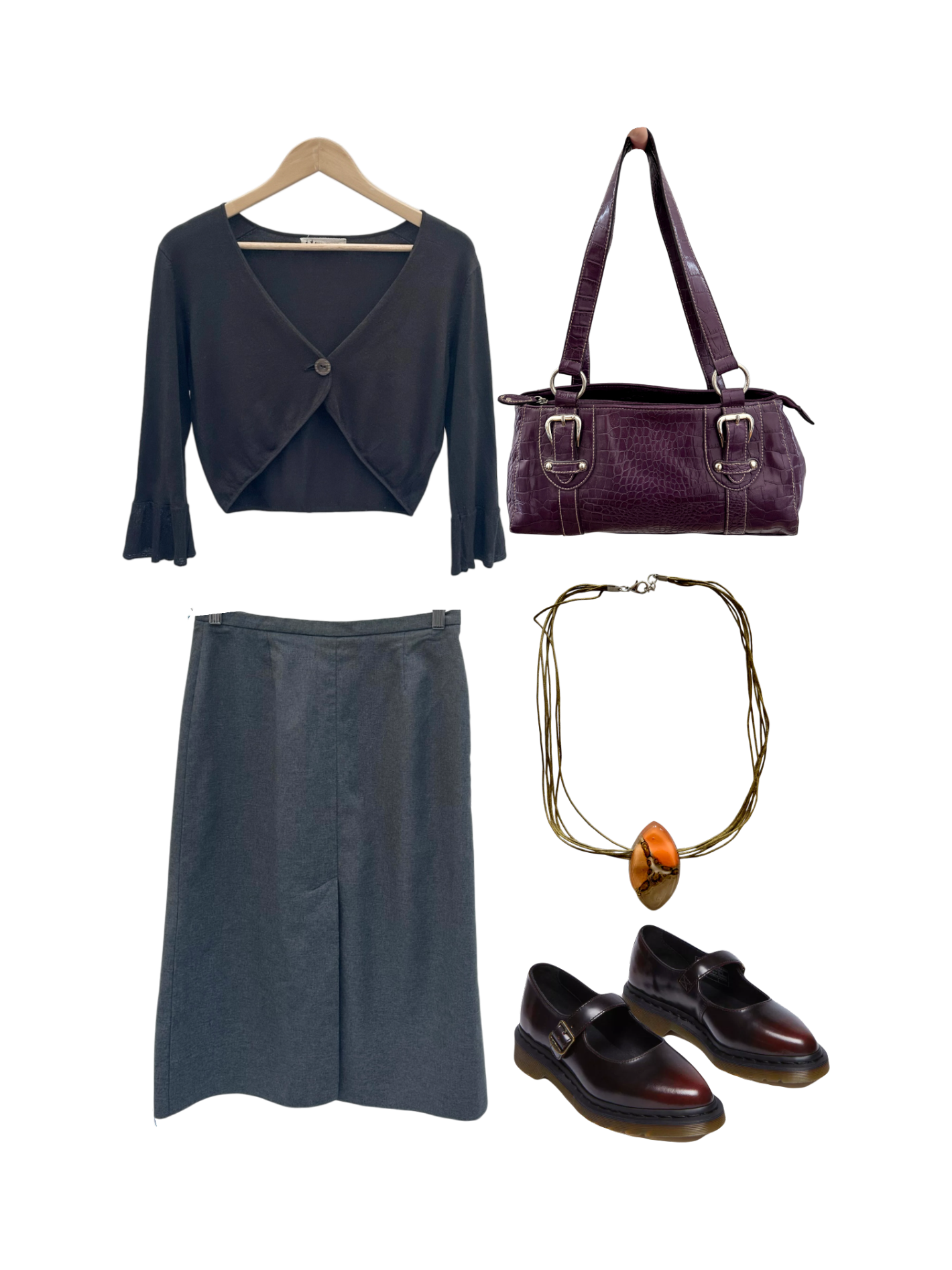 Vintage 90s Classic Grey Midi Skirt (S/M)