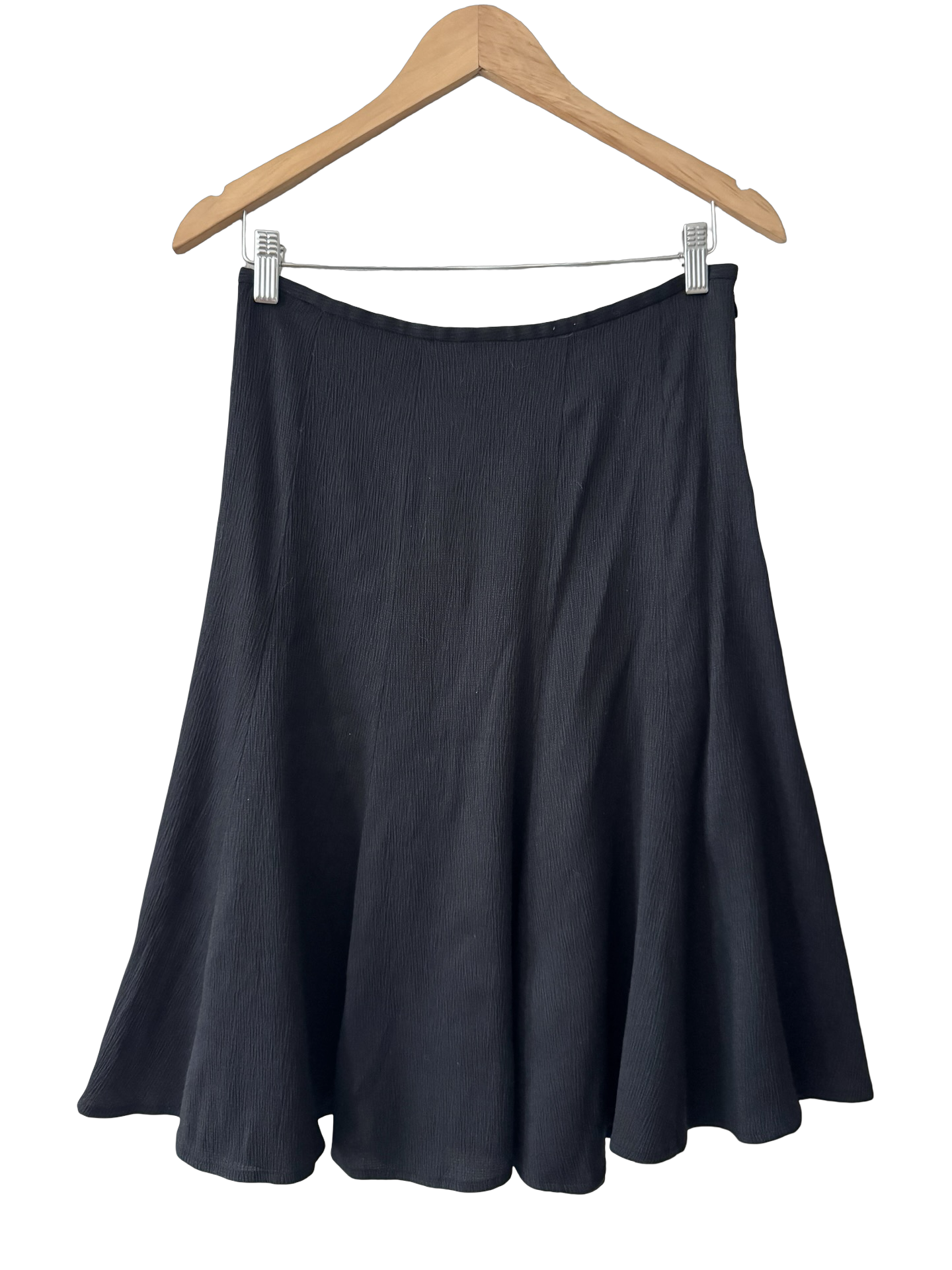 Vintage Retro Black Flowy Midi Skirt (S)