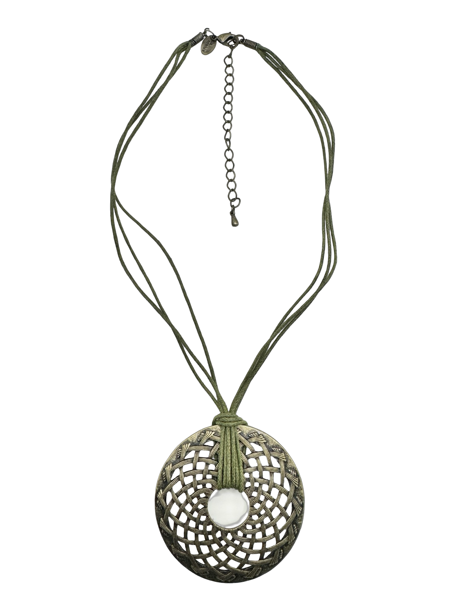 Vintage 90s Woven Relic Olive Necklace