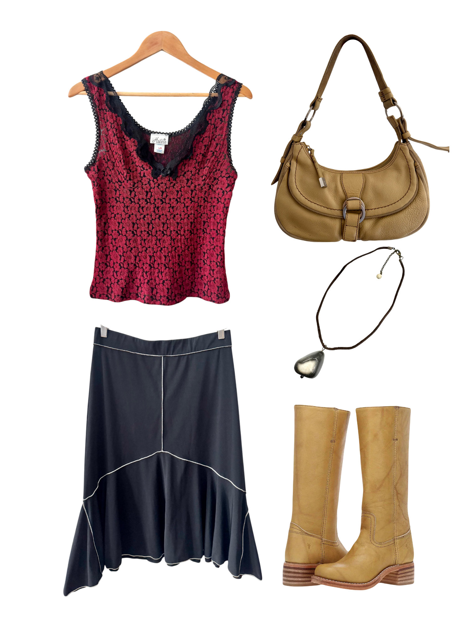 Vintage 90s Cherry Lace Tank (L)