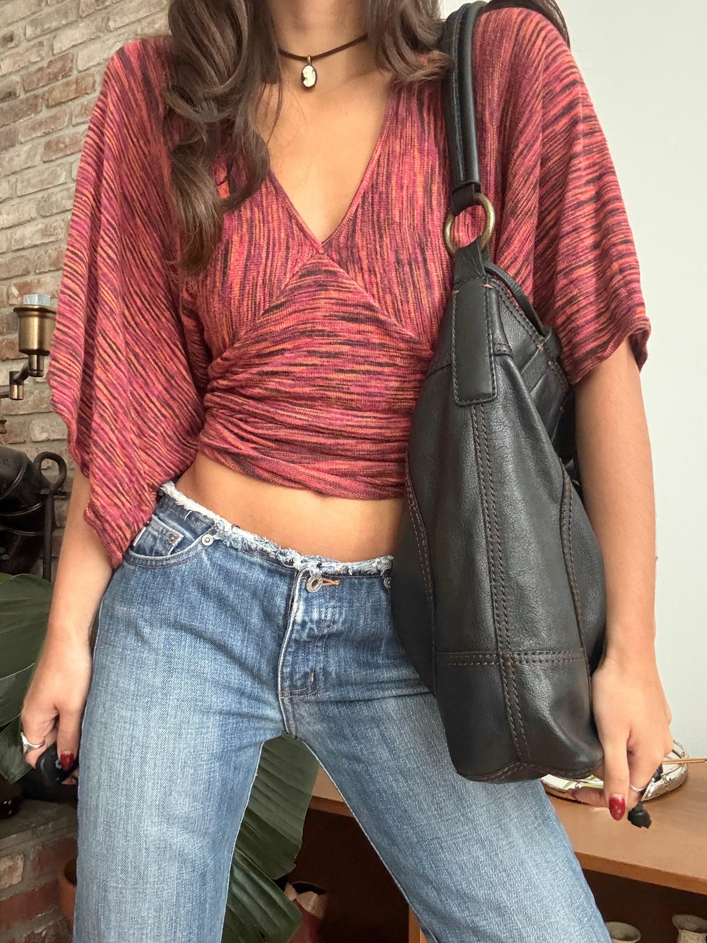 Vintage Y2K Lucky Brand Leather Drawstring Tote
