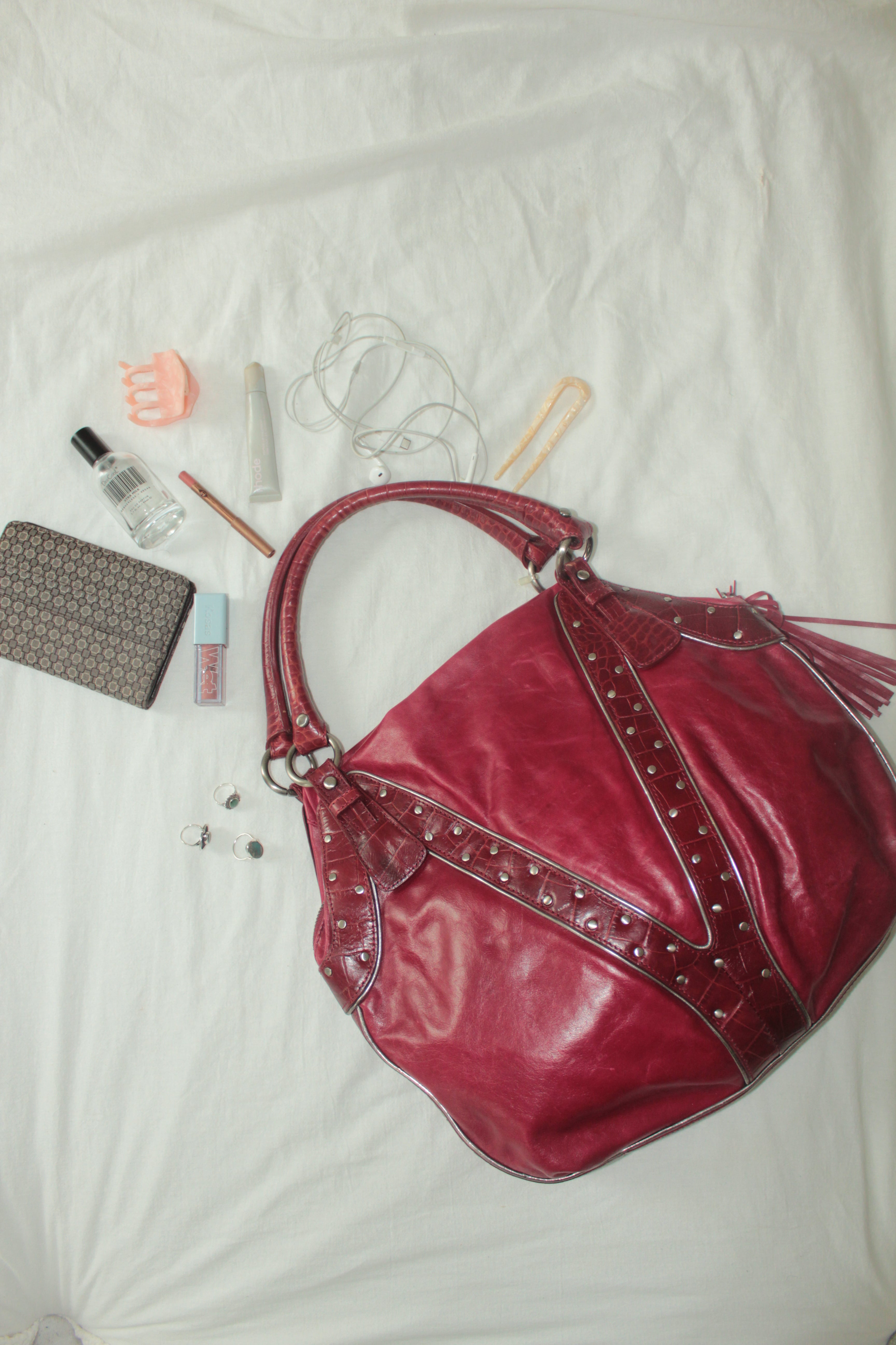 Vintage 90s Via Spiga Cherry Leather Tote