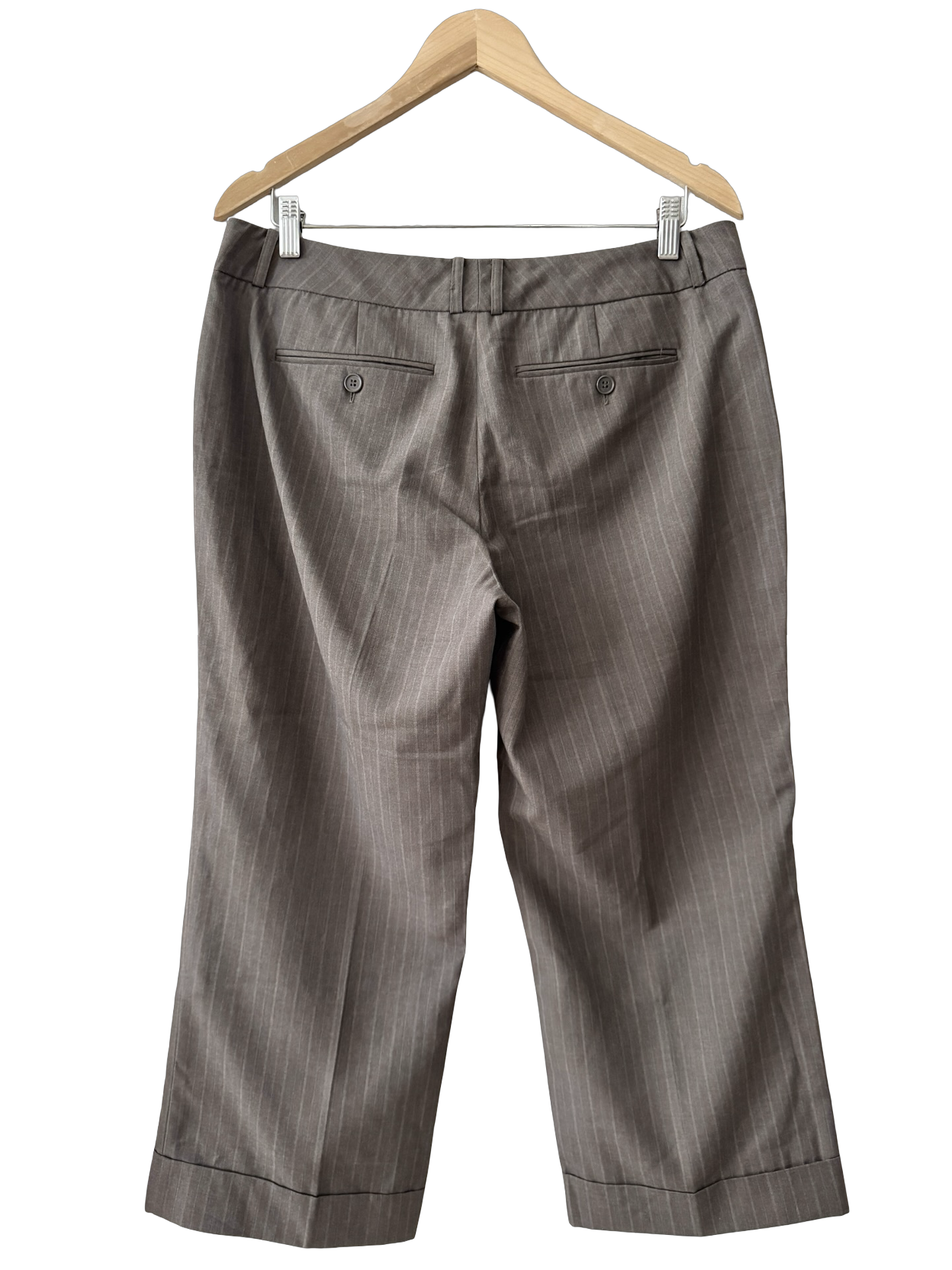 Vintage Y2K Brown Pinstripe Cropped Trousers (M)