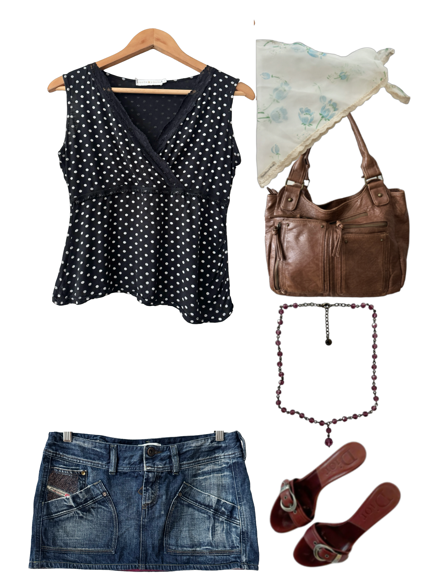 Vintage 90s French After Hours Polka Dot Top (M)