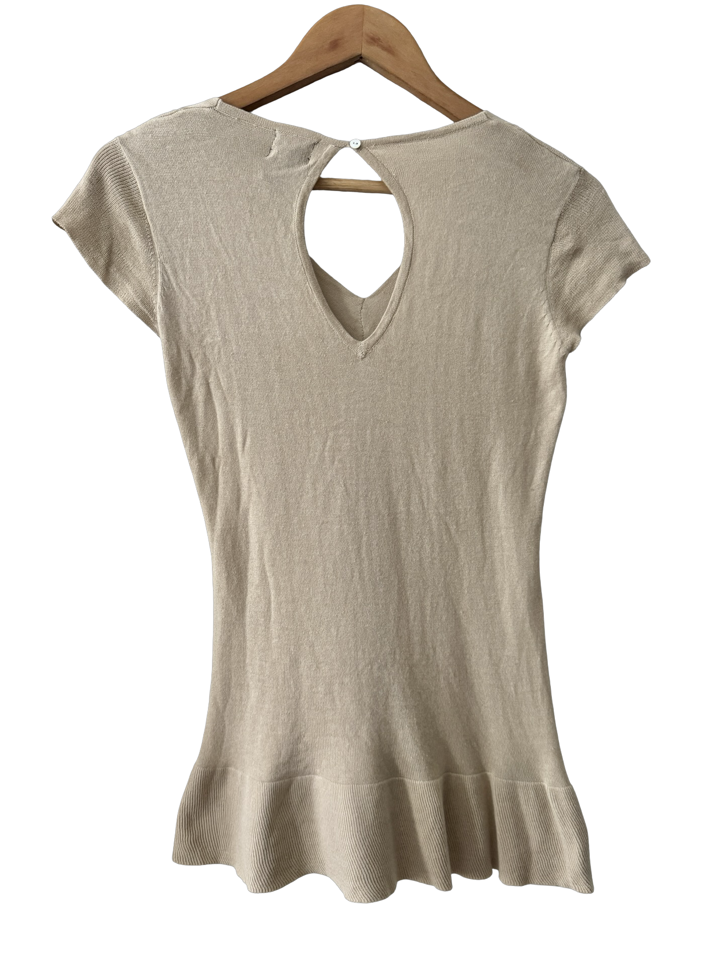 Vintage 90s Oatmeal Knit Peplum Top (S)