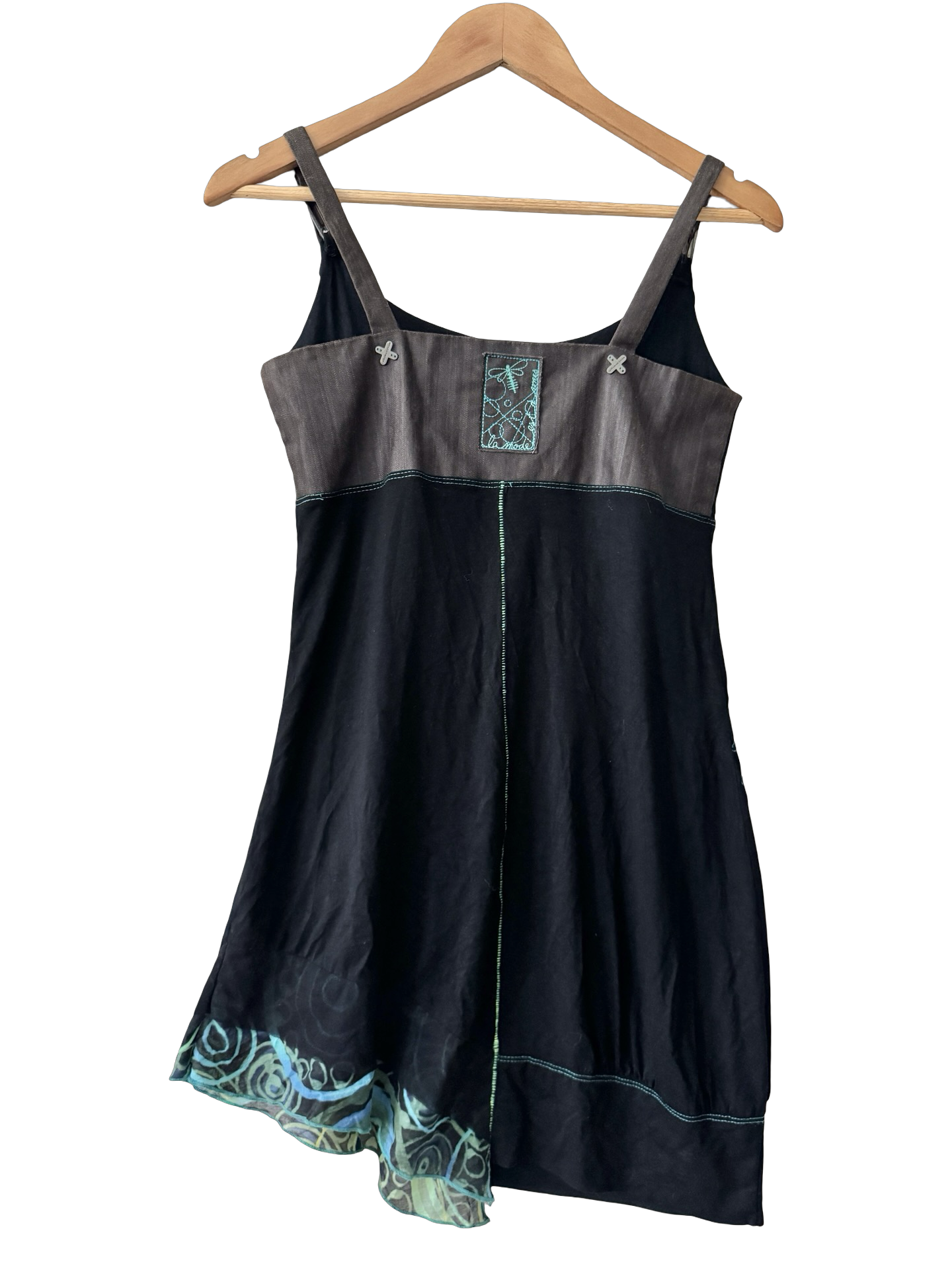 Vintage Y2K French Art School Patchwork Mini Dress (S)