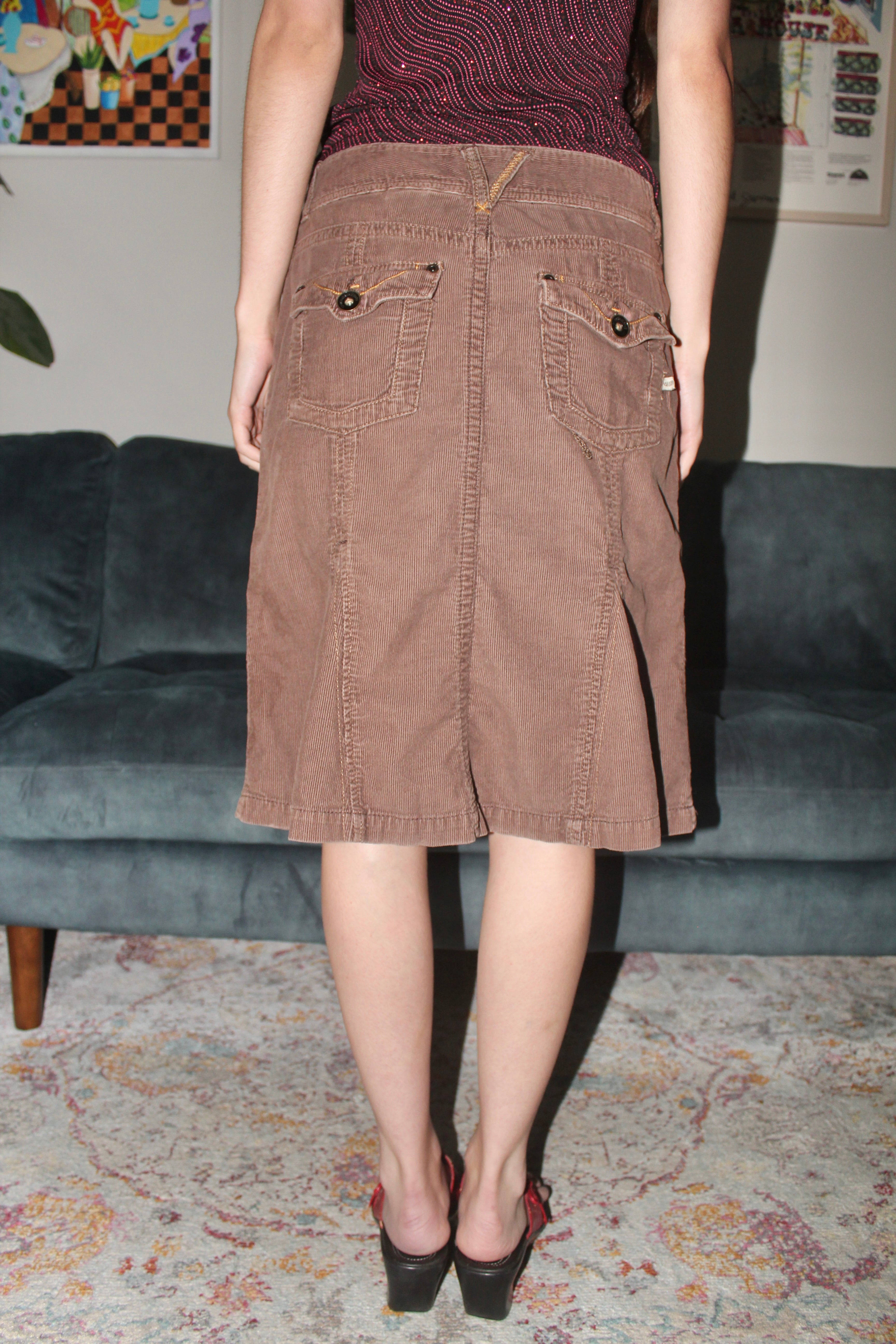 Vintage 90s Corduroy Midi Skirt (S/M)