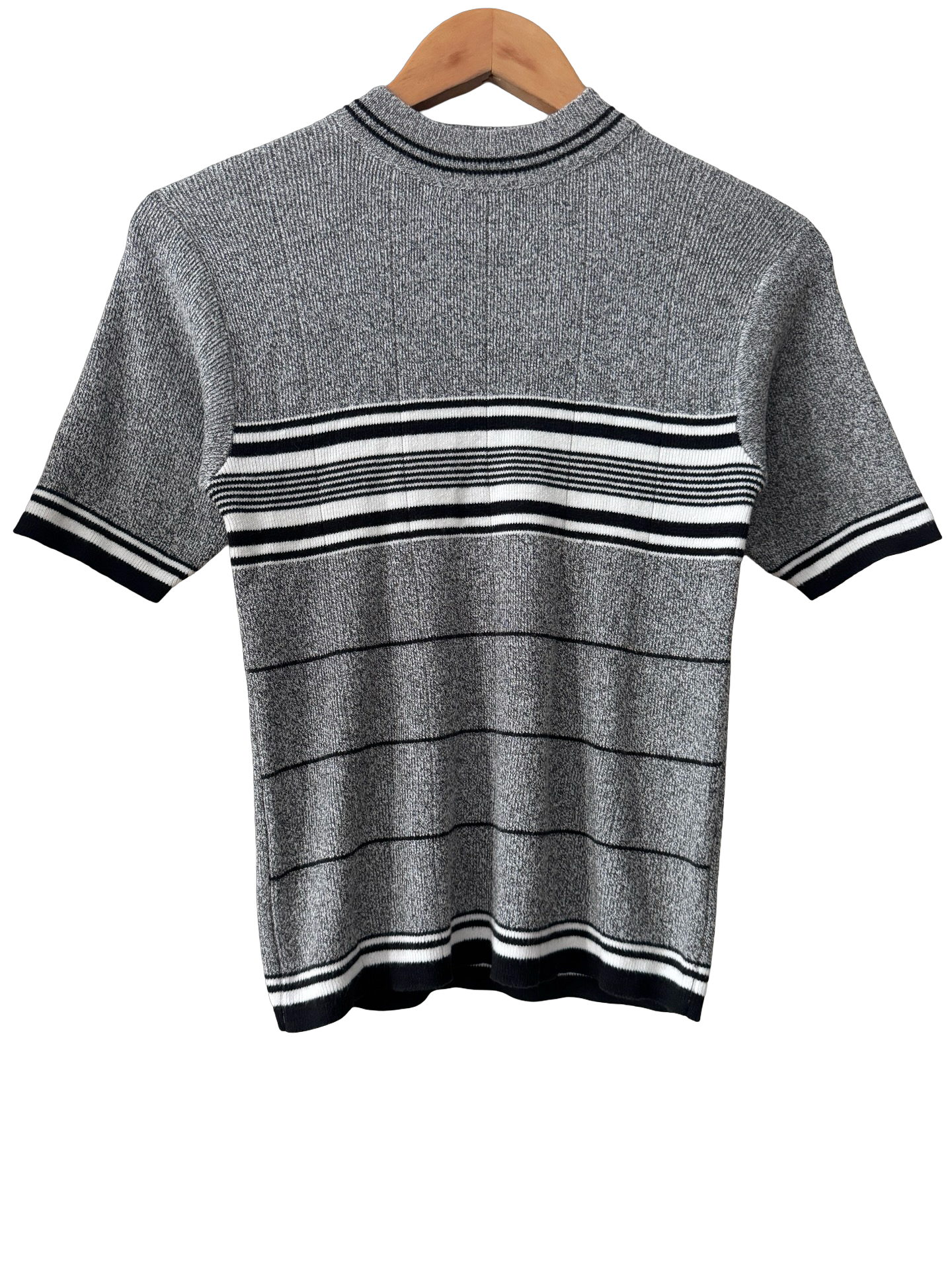 Vintage 90s Heather Gray Collegiate Stripe Knit Top (M)