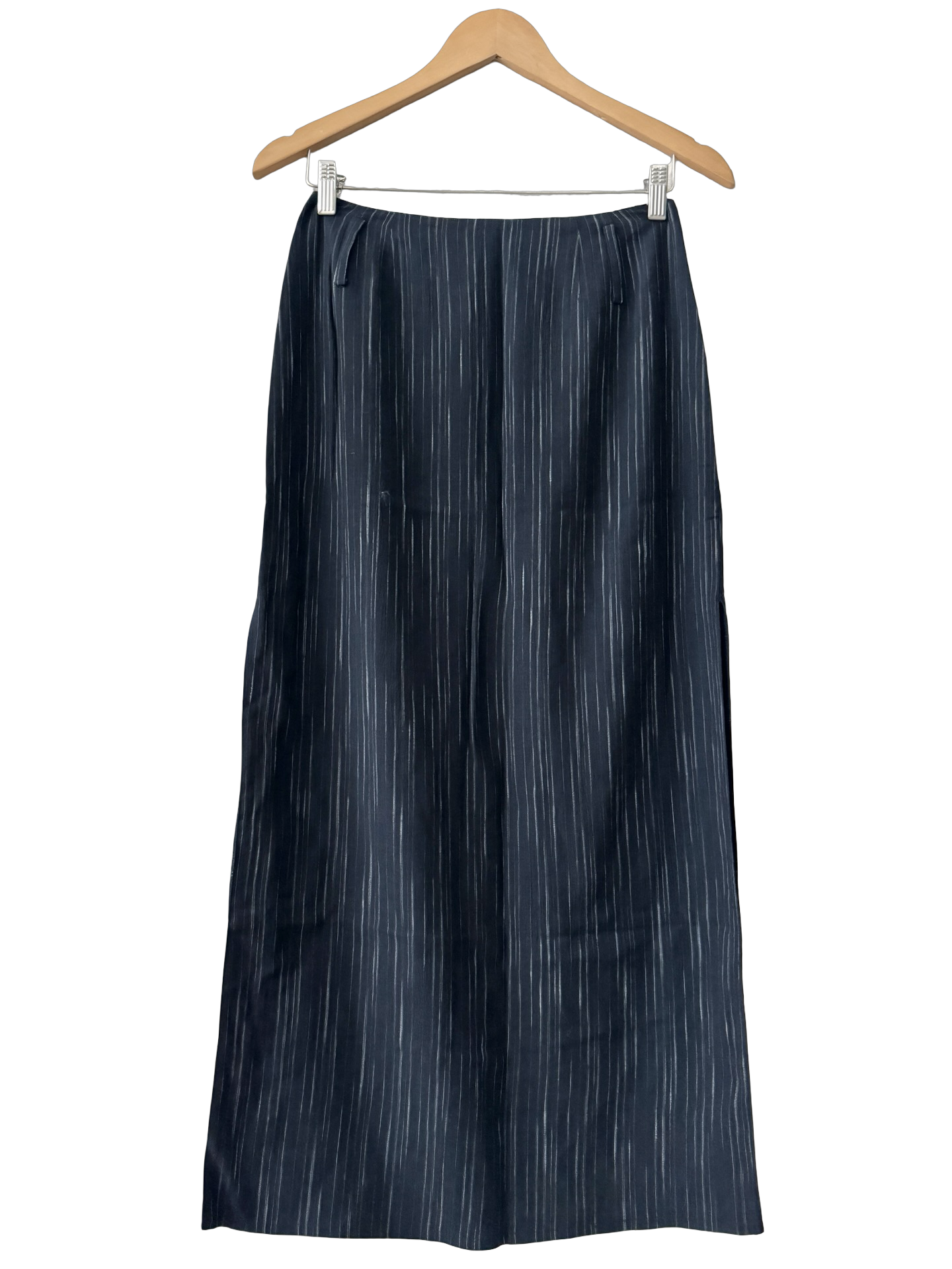 Vintage Y2K Navy Striped City Midi Skirt (Medium)