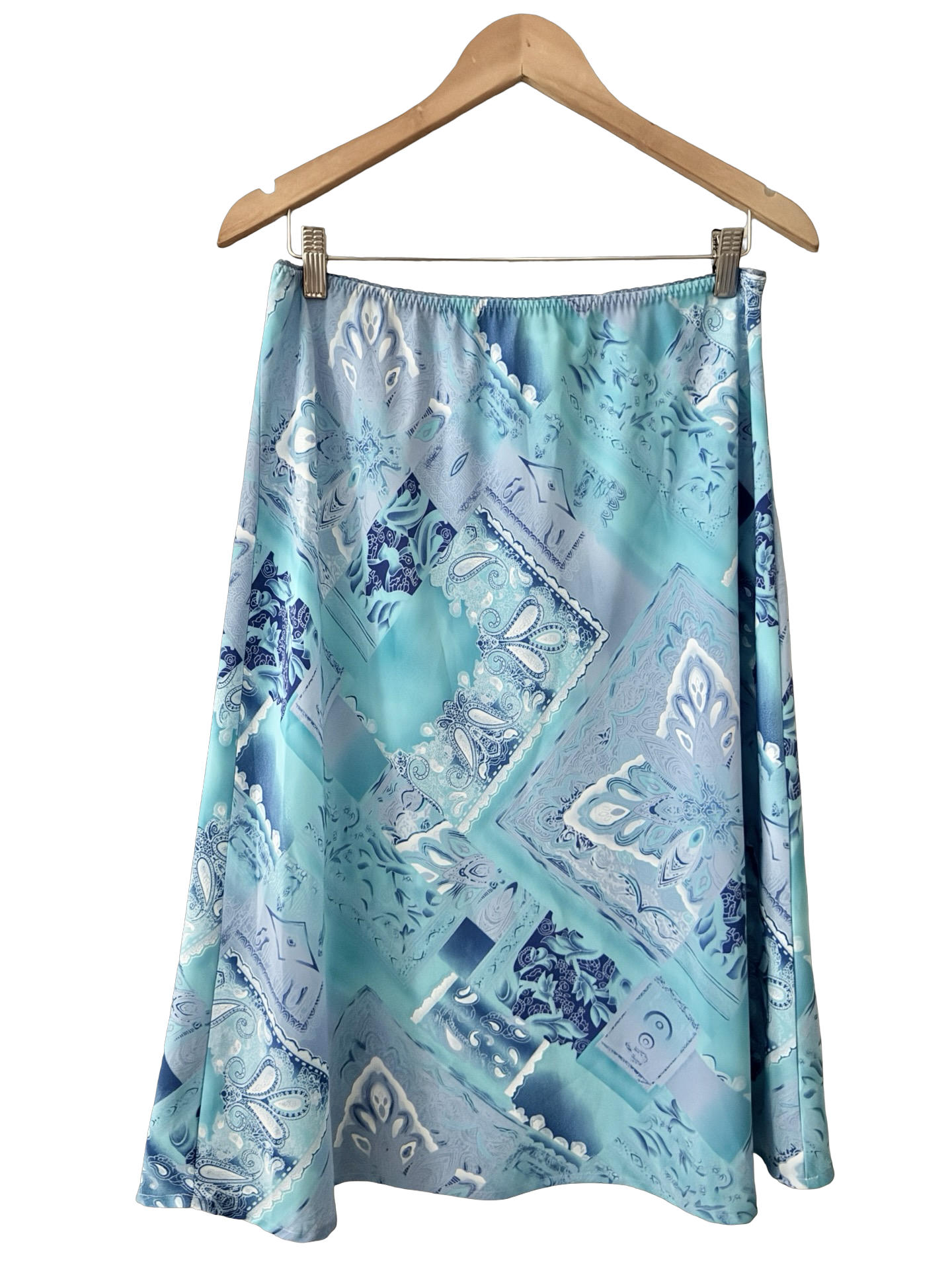 Vintage Y2K Ocean Paisley Slip Skirt (L)