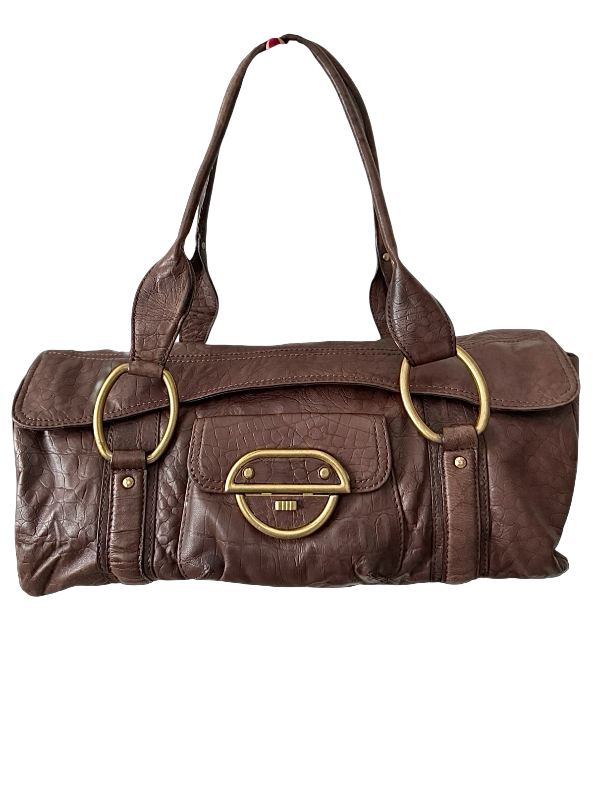 Vintage Y2K Slouch Chocolate Croc Leather Satchel