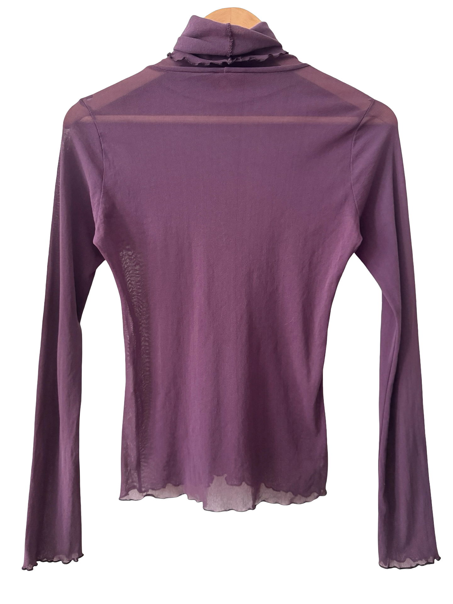 Vintage Y2K Mulberry Haze Mesh Turtleneck Top (M)