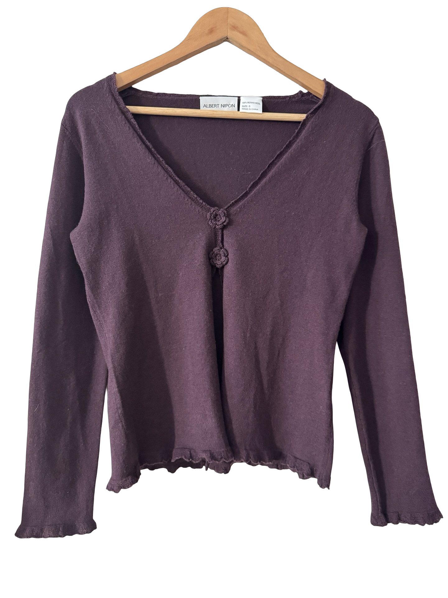 Vintage Y2K Plum Blossom Rosette Cardigan (M)