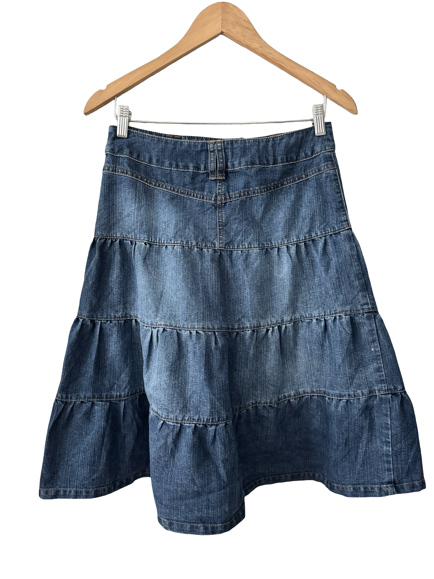 Vintage Y2K Denim Tierred Midi Skirt (S)