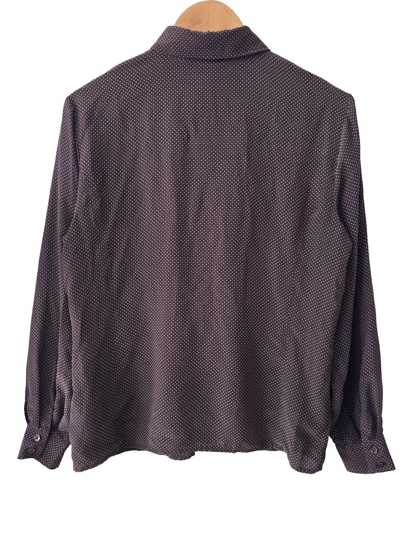 Vintage 90s Plum Silk Dotted Blouse (M)