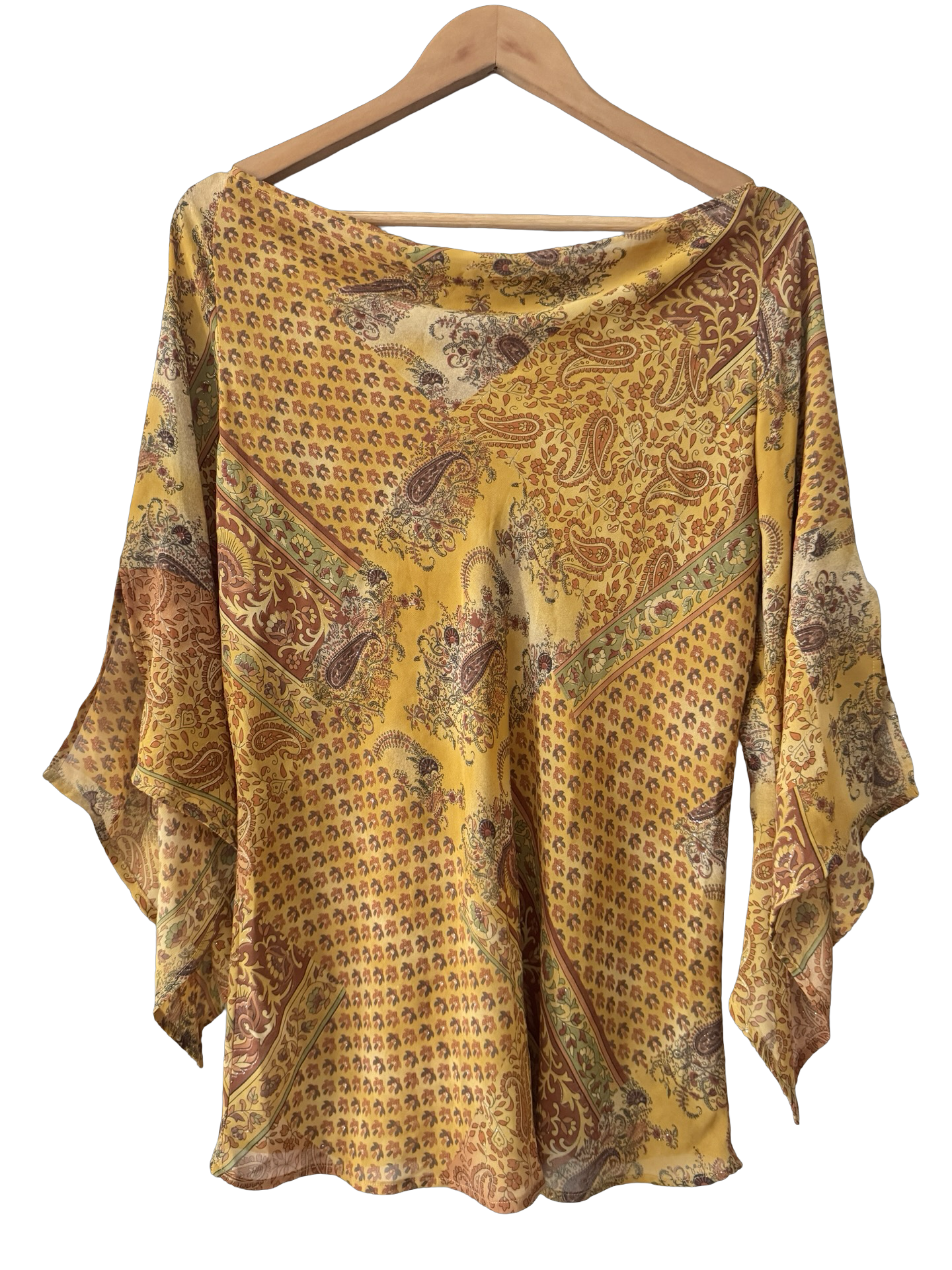 Vintage 90s Golden Paisley Boho Blouse (L)
