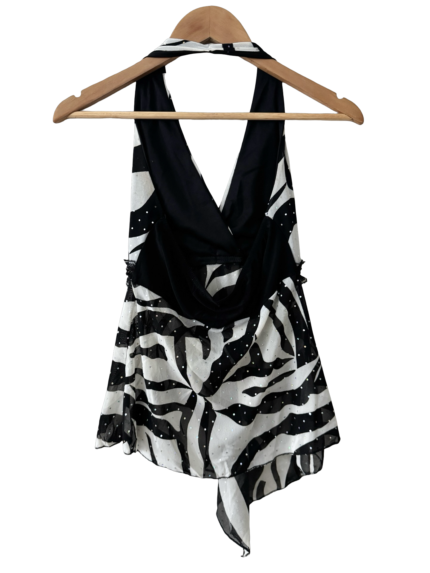 Vintage Y2K French Zebra Halter Handkerchief Top (S)