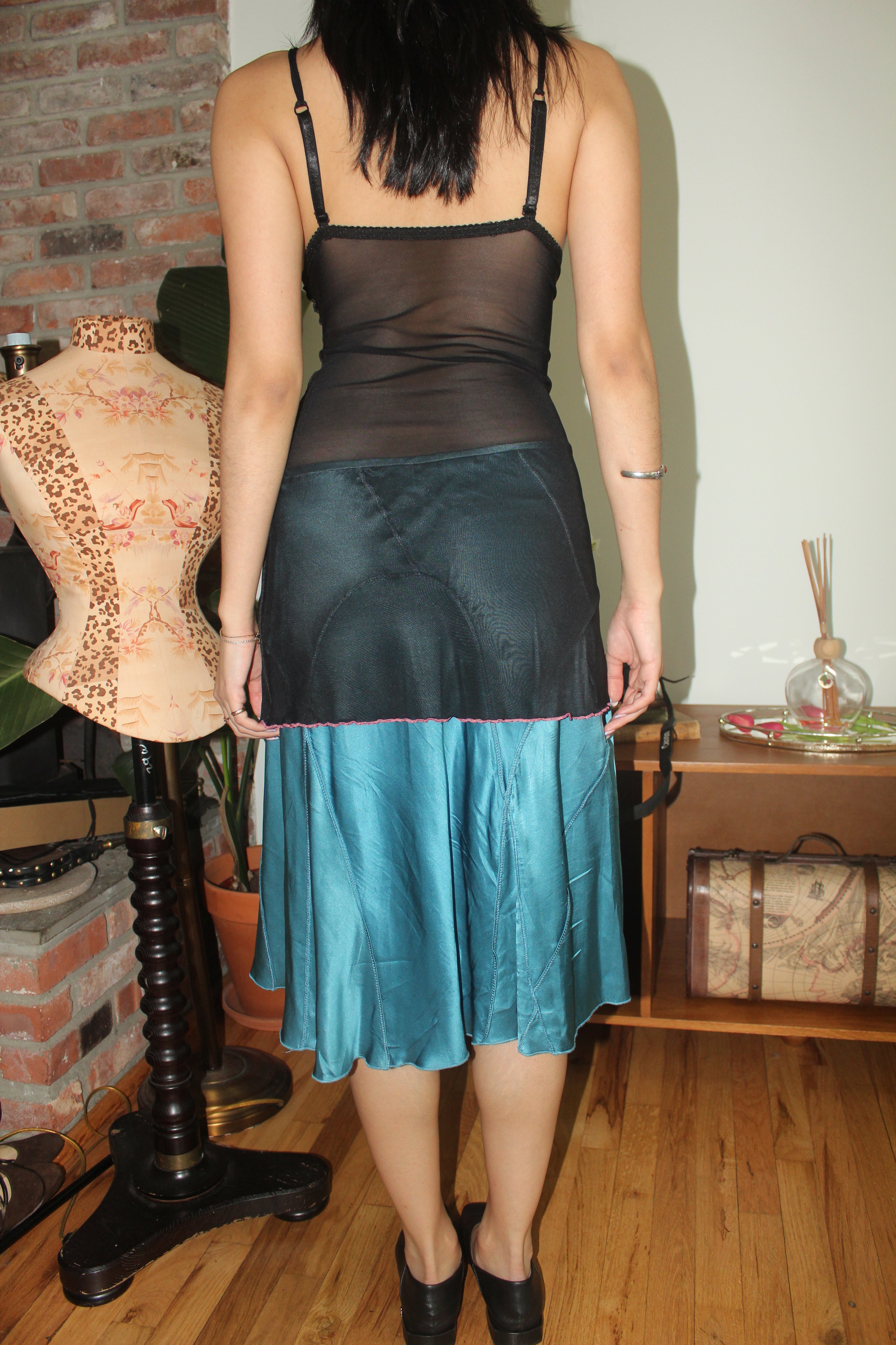 Vintage Y2K Midnight Ribbon Sheer Cami (S/M)
