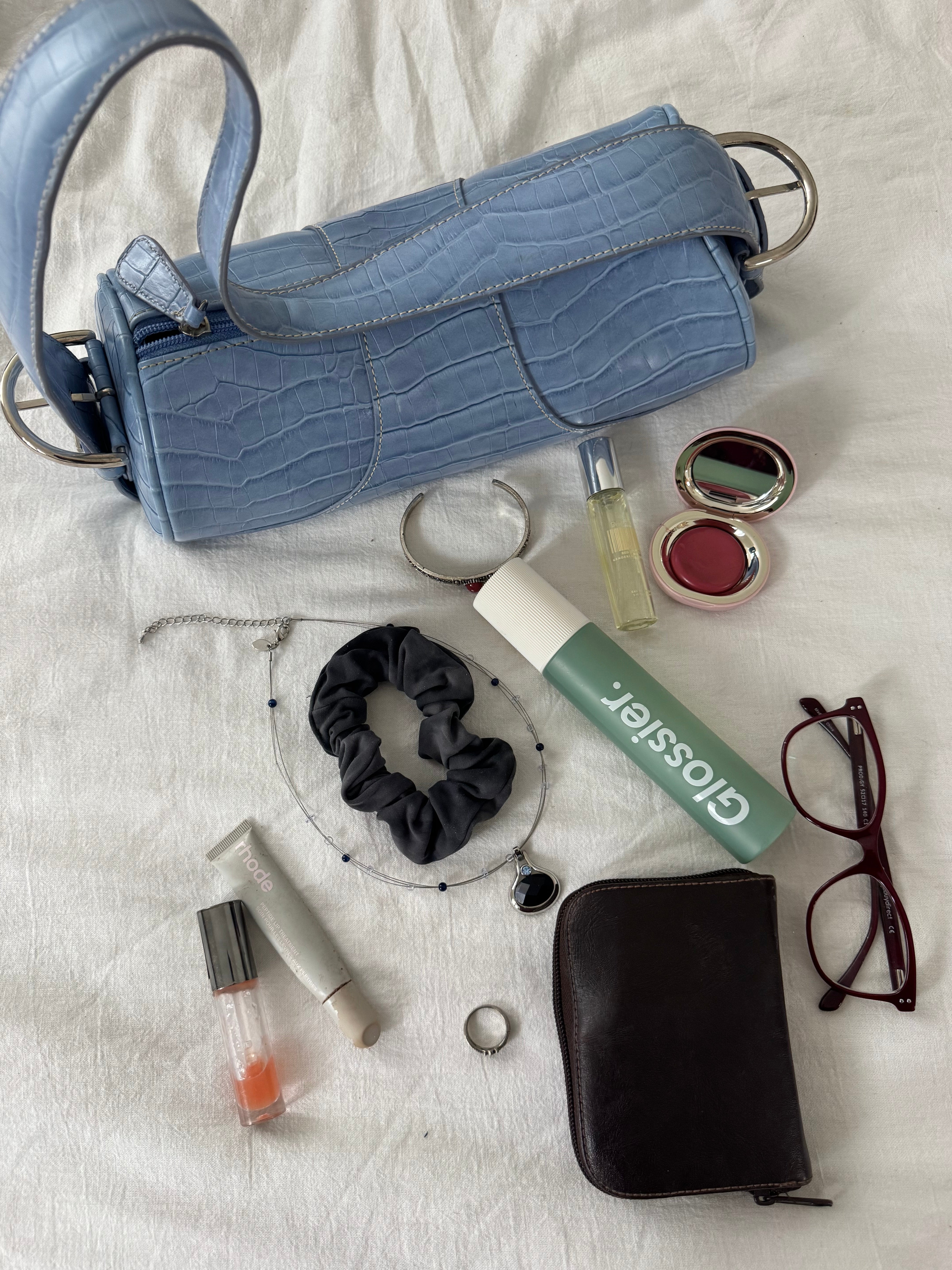 Vintage Y2K Blue Croc Shoulder Bag