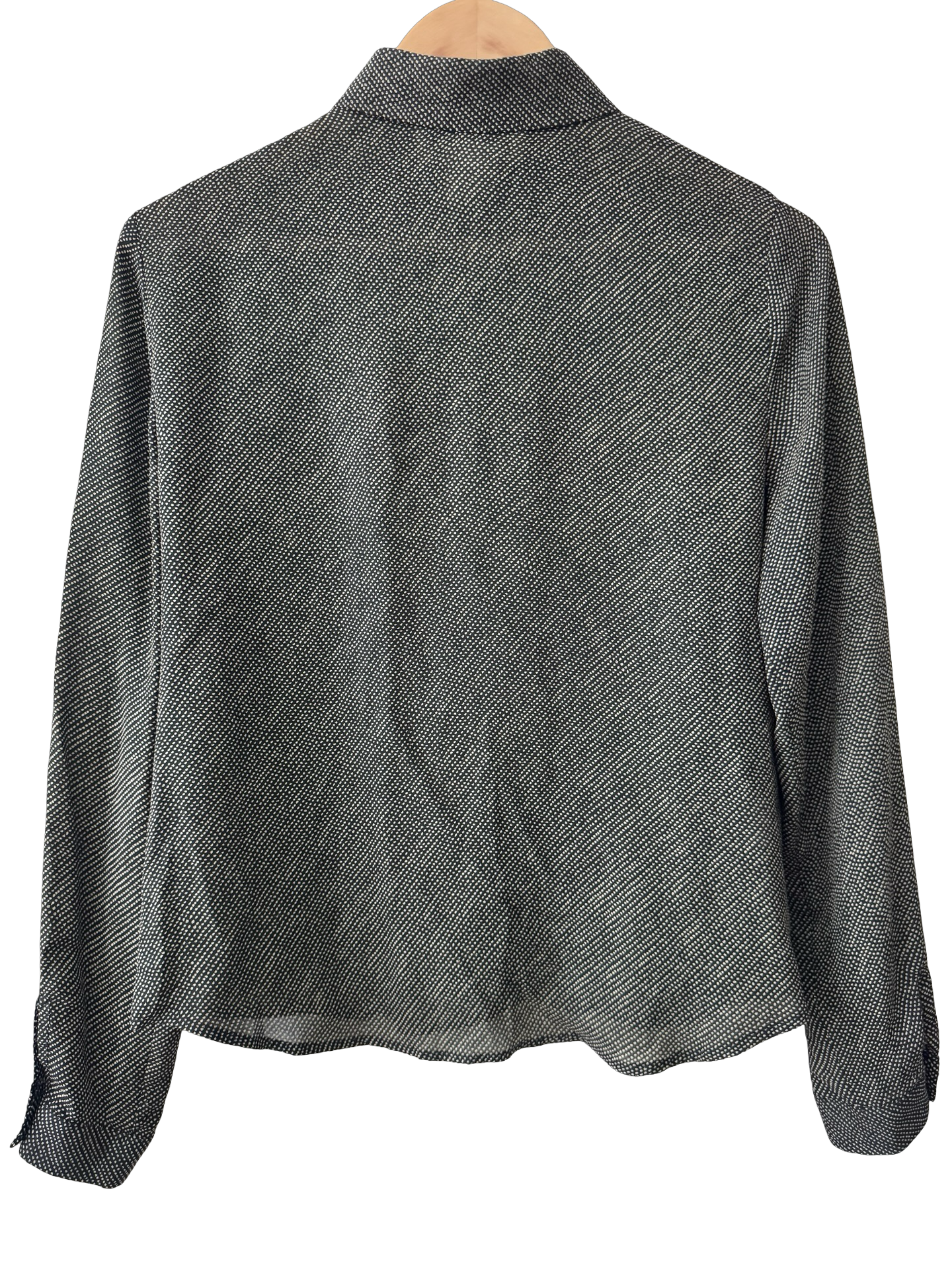 Vintage 90s Tiny Dot Silk Button-Up Blouse (M)