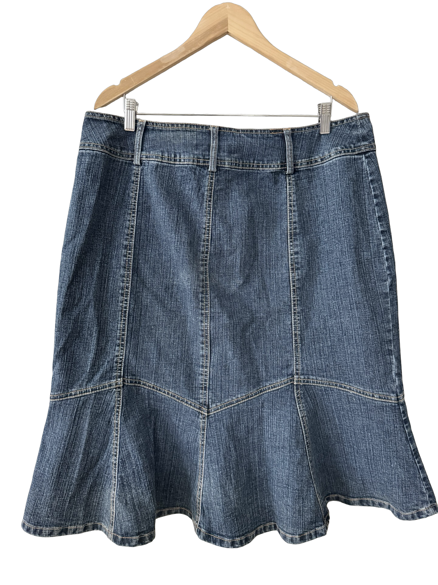 Vintage Y2K Faded Glory Denim Ruffle Hem Skirt (L)