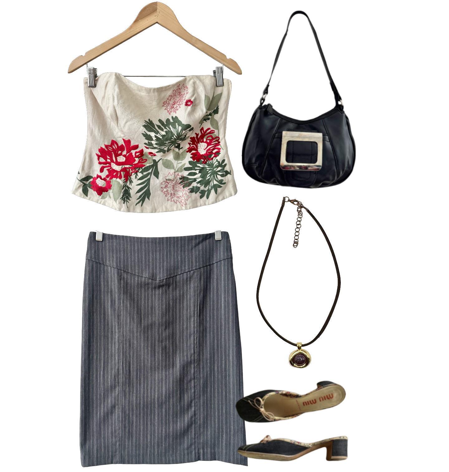 Vintage Coast Y2K Botanical Romance Strapless Top (M)