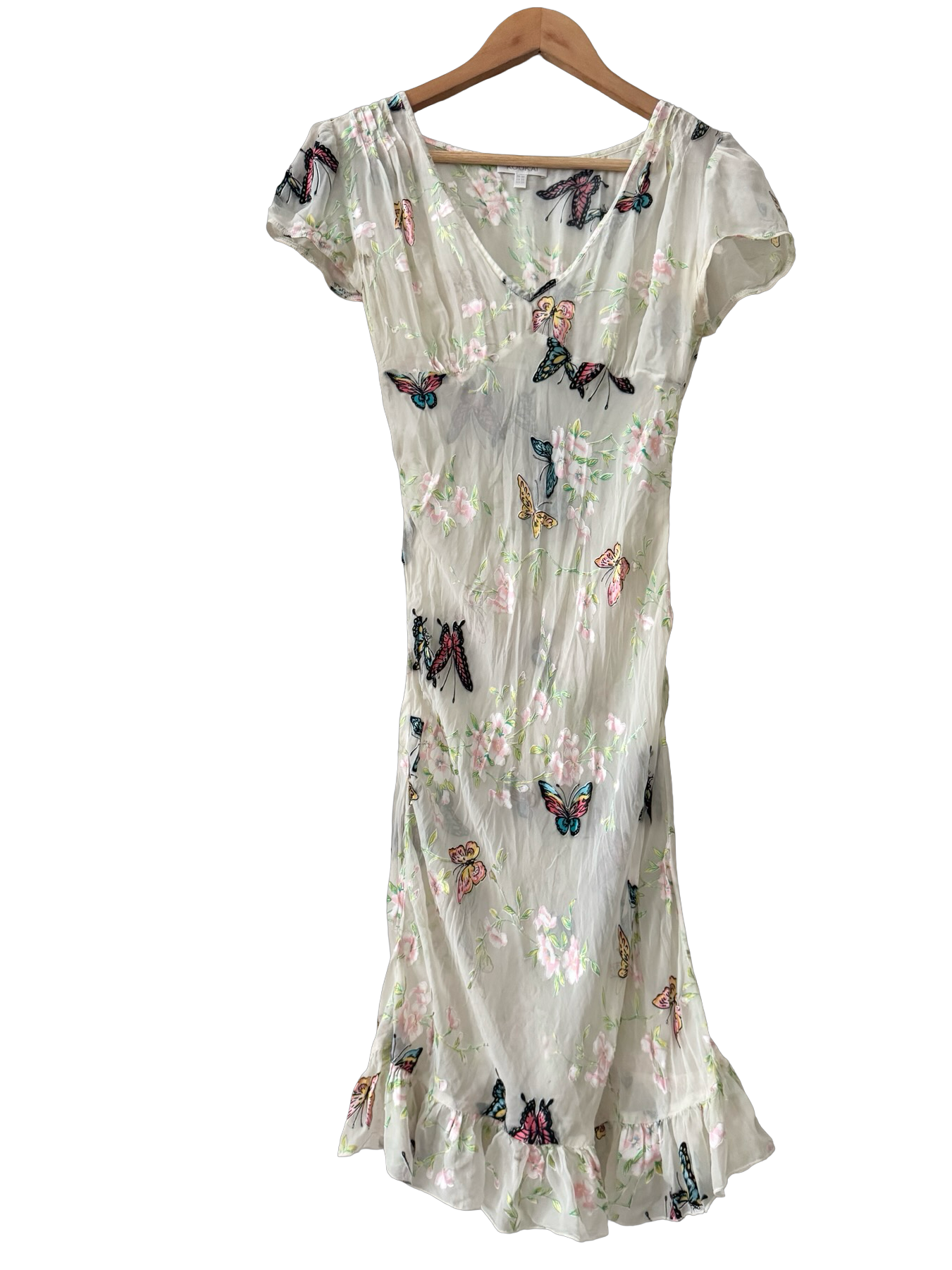 Vintage Y2K Sheer Butterfly Garden Tie Dress (M)