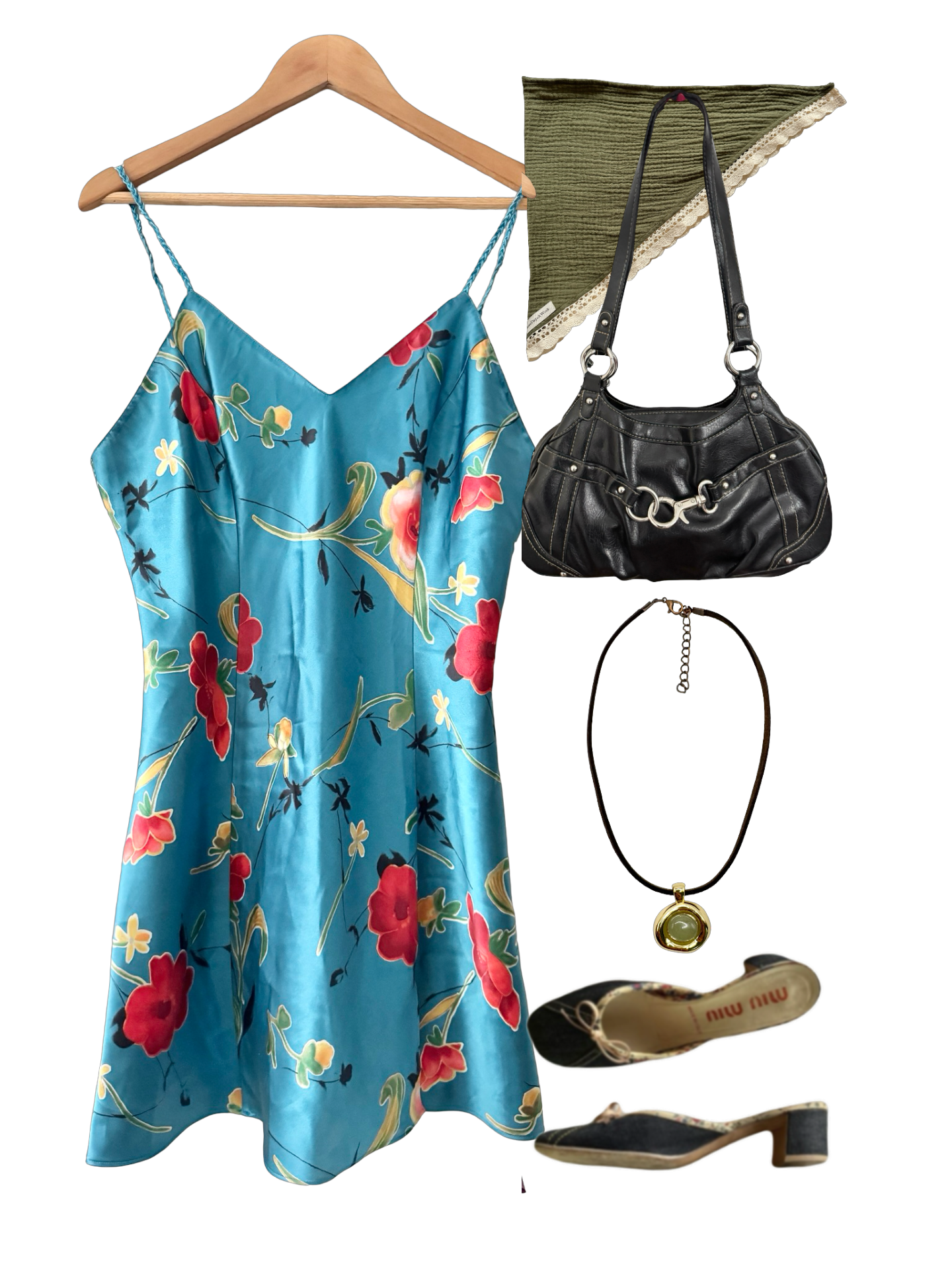 Vintage 90s Dreamy Foral Braided Slip (L)