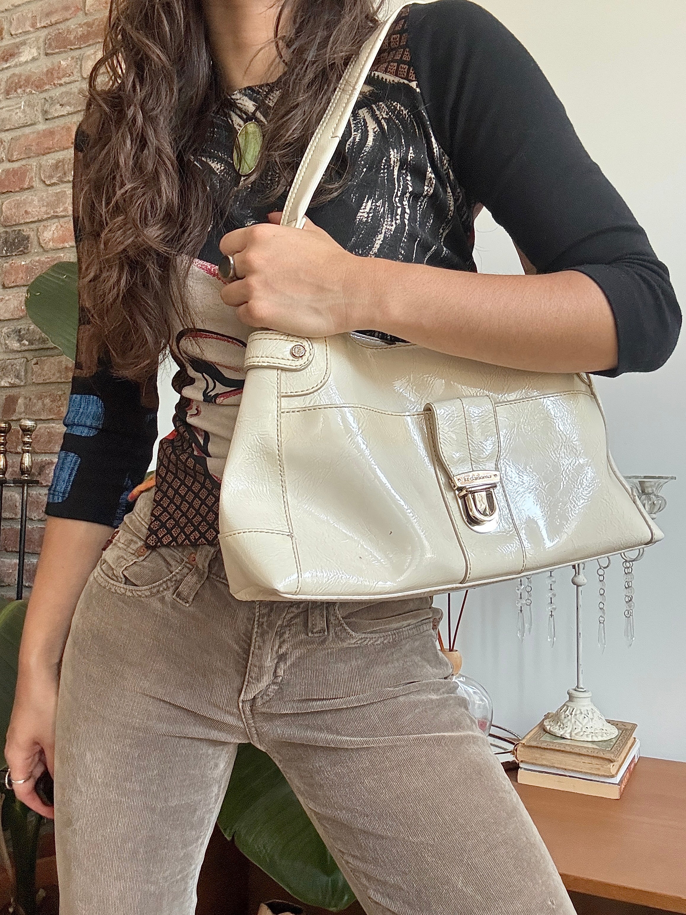 Vintage Y2K Liz Claiborne Vanilla Patent Bag