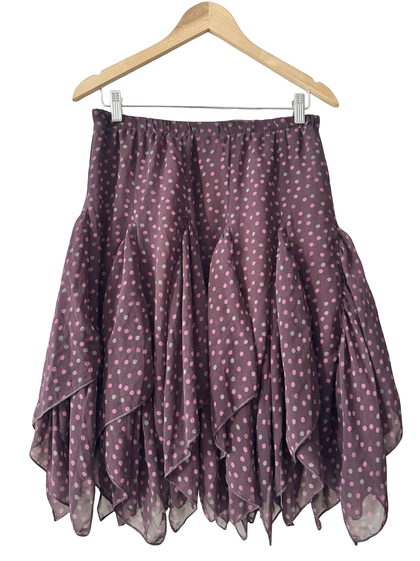Vintage Y2K Raspberry Polka Dot Flounce Skirt (S/M)