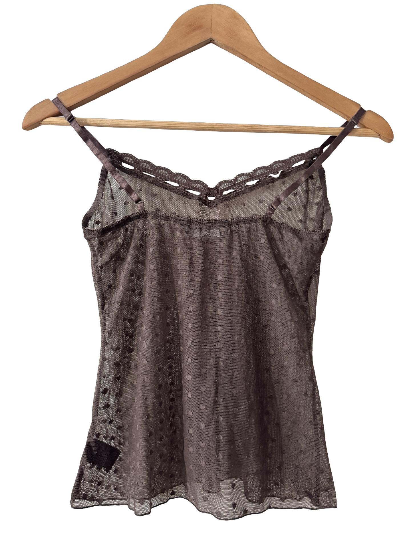 Vintage Y2K Midnight Chocolate Sheer Heart Camisole (XS/S)
