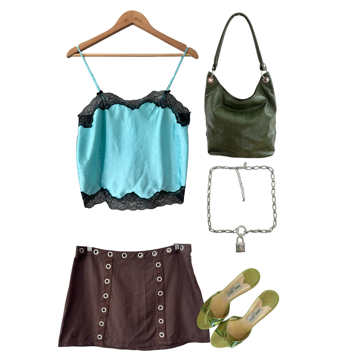 Vintage Y2K Aqua Lace Dainty Cami (S/M)
