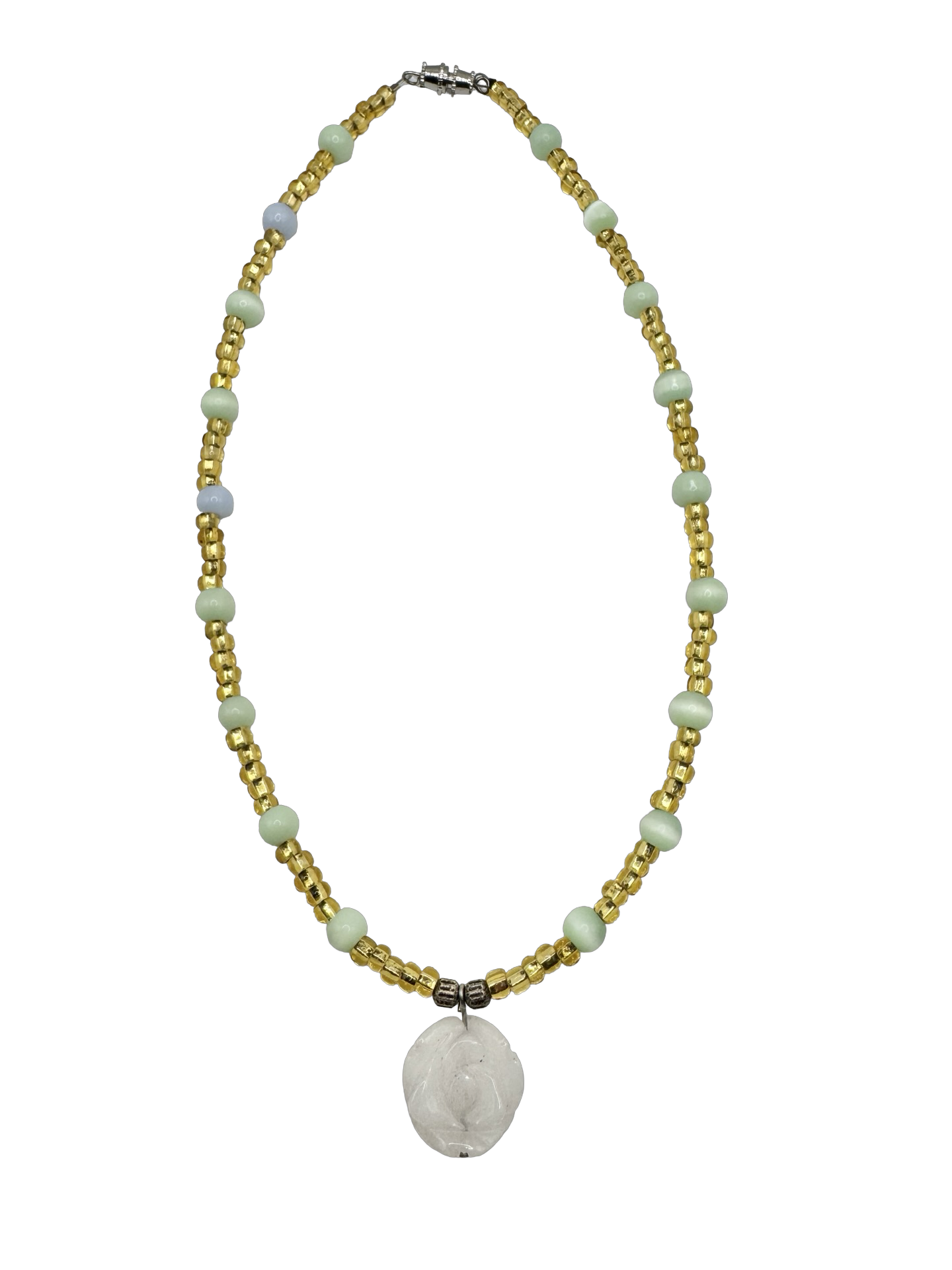 Vintage Honeydew Rose Beaded Necklace