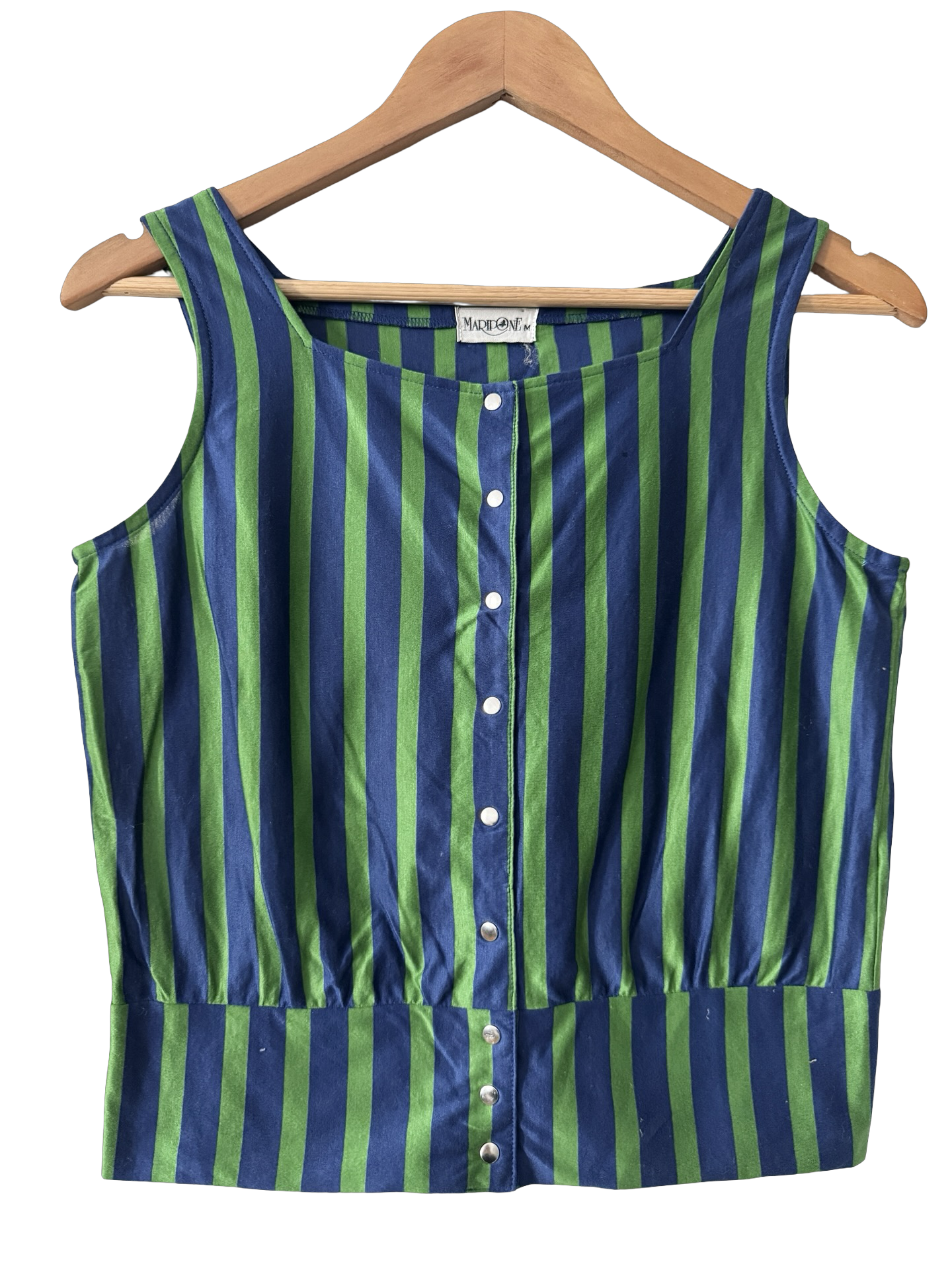 Vintage 90s Riviera Stripe Button Top (Small/Medium)