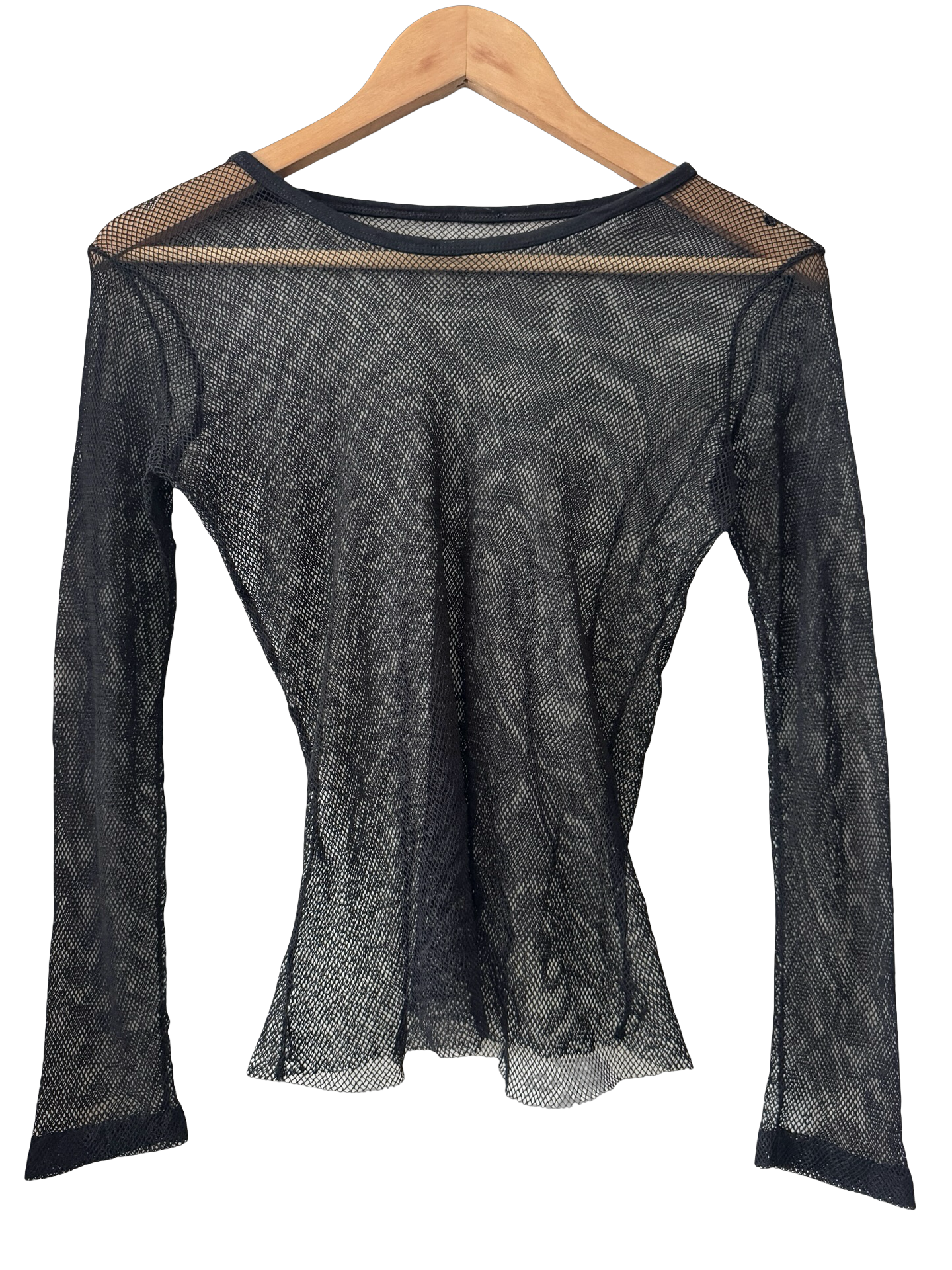Vintage Y2K Midnight Fishnet Mesh Top (M)