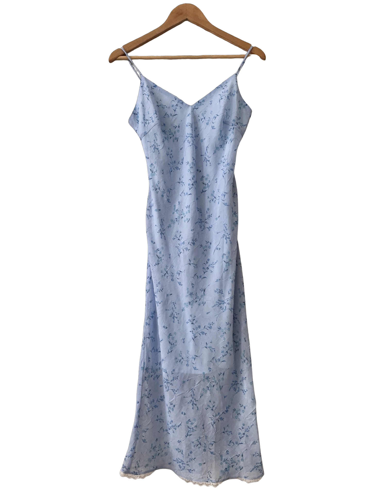 Vintage 90s Powder Blue Floral Slip Dress (S/M)