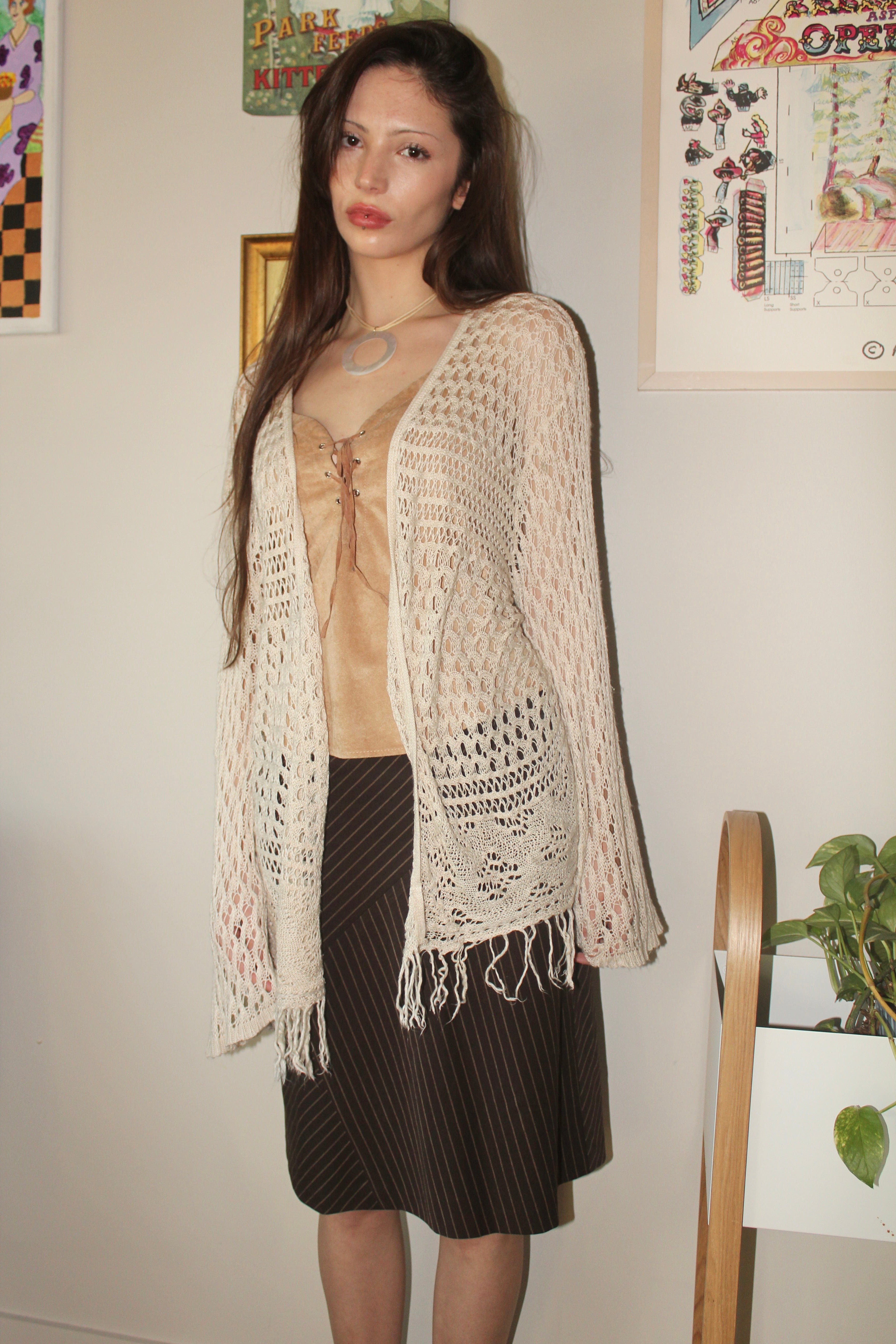 Vintage 90s Fringe Tassel Cardi (M)