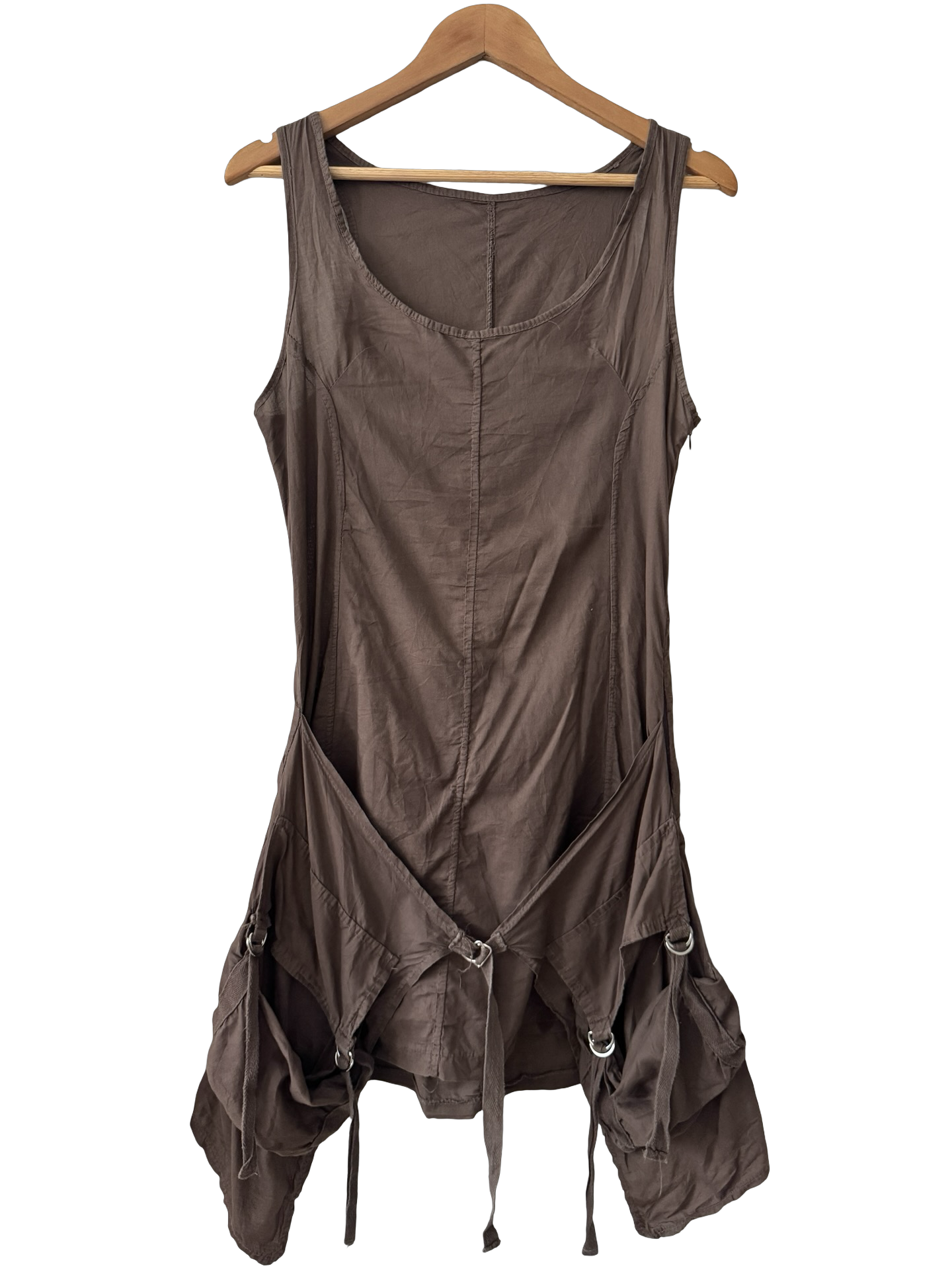 Vintage Y2K Mocha Utility Tank Tunic Dress (M)