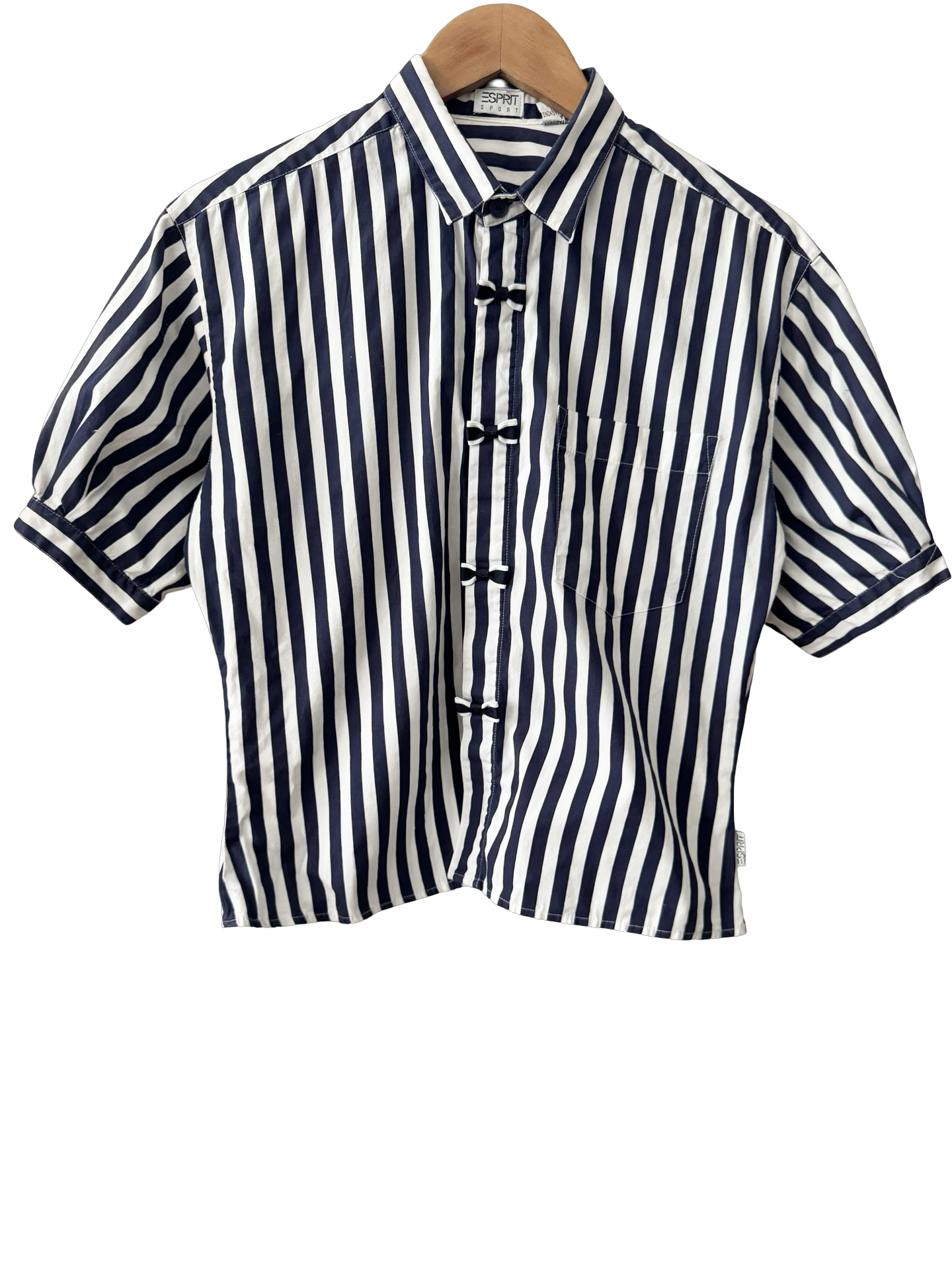 Vintage 90s Esprit Striped Frog Closure Blouse (S/M)