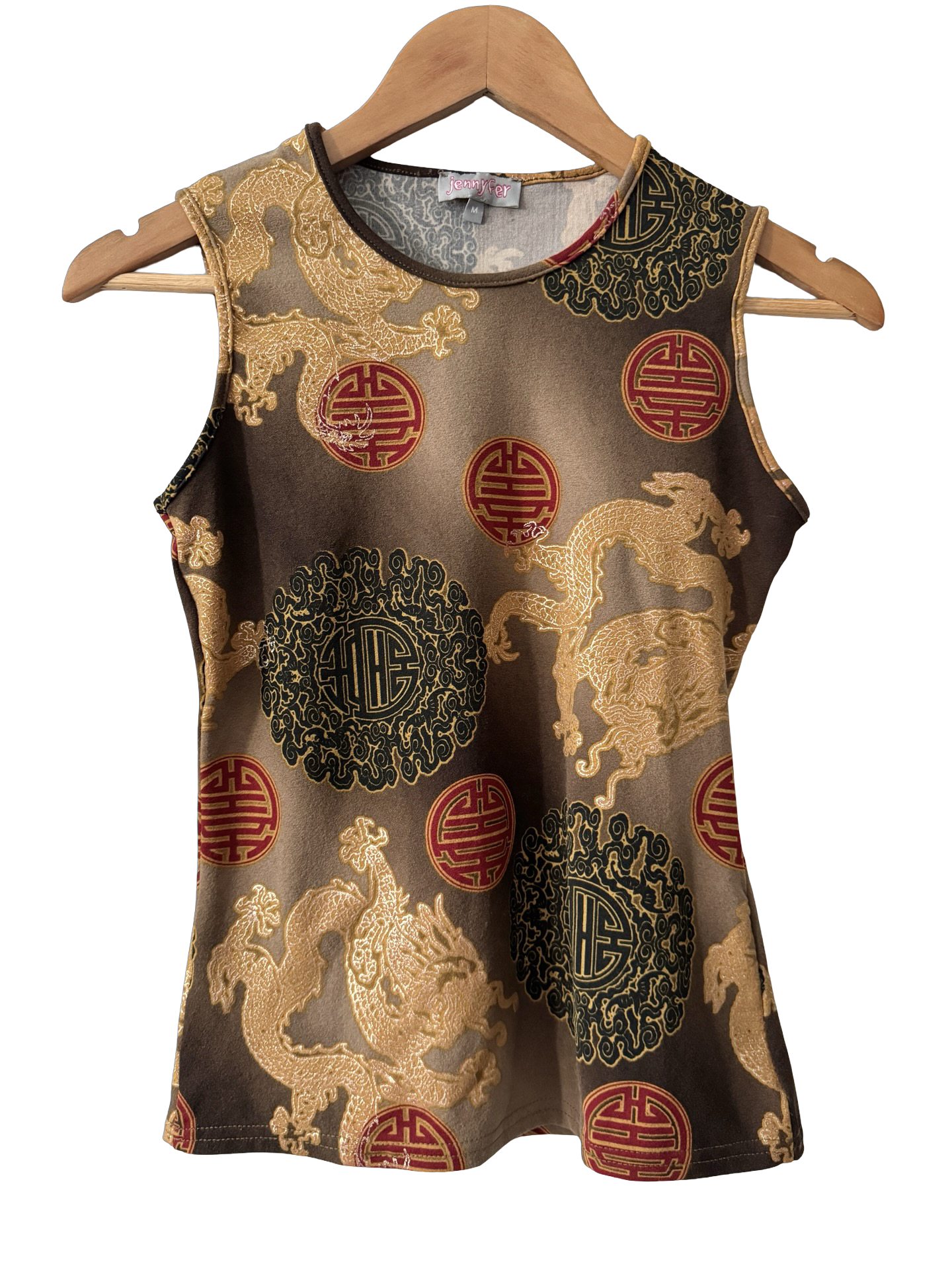 Vintage 90s Gilded Dragon Tapestry Top (M)