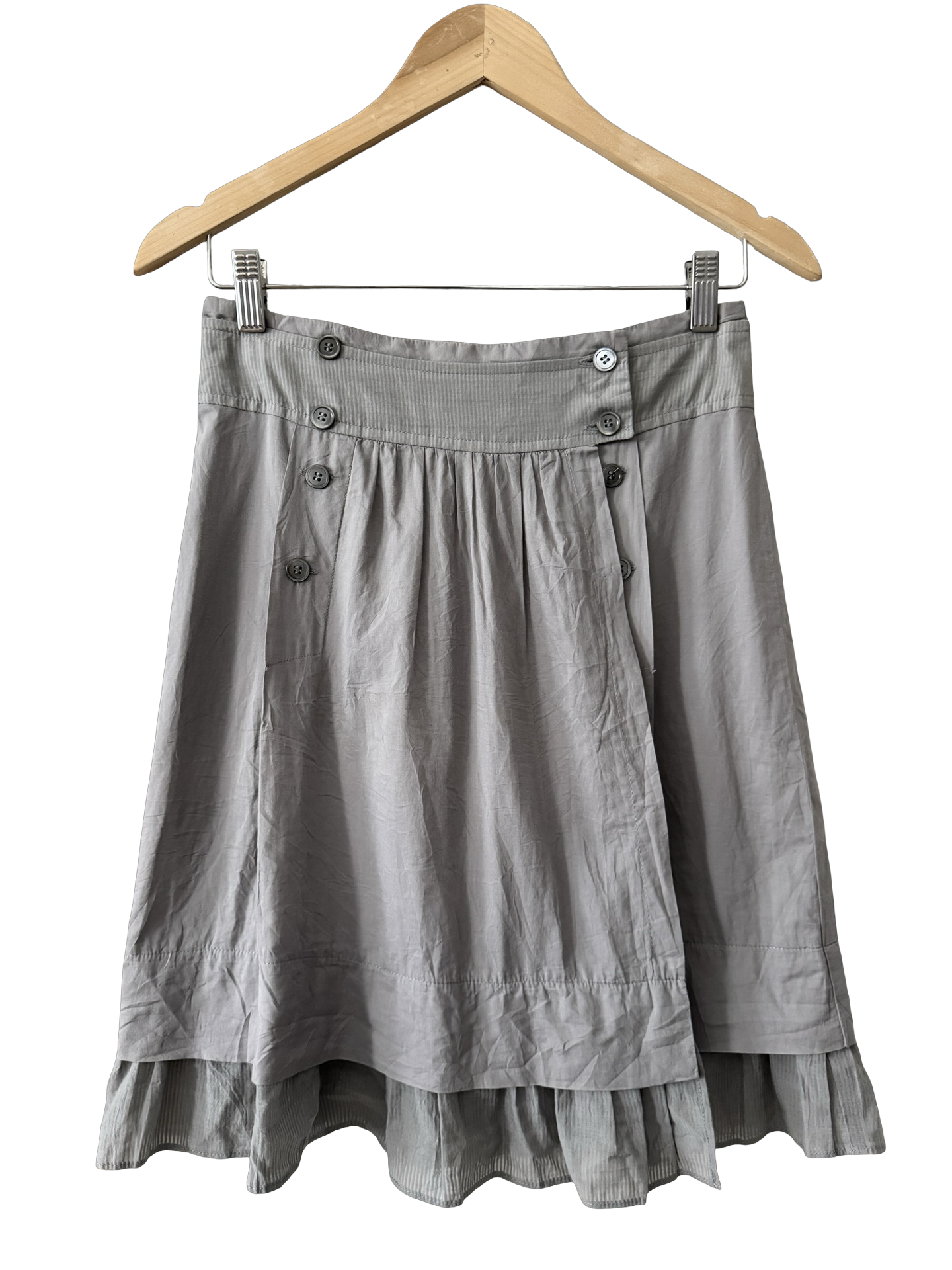 Vintage Y2K French Silver Mist Midi Skirt (S)