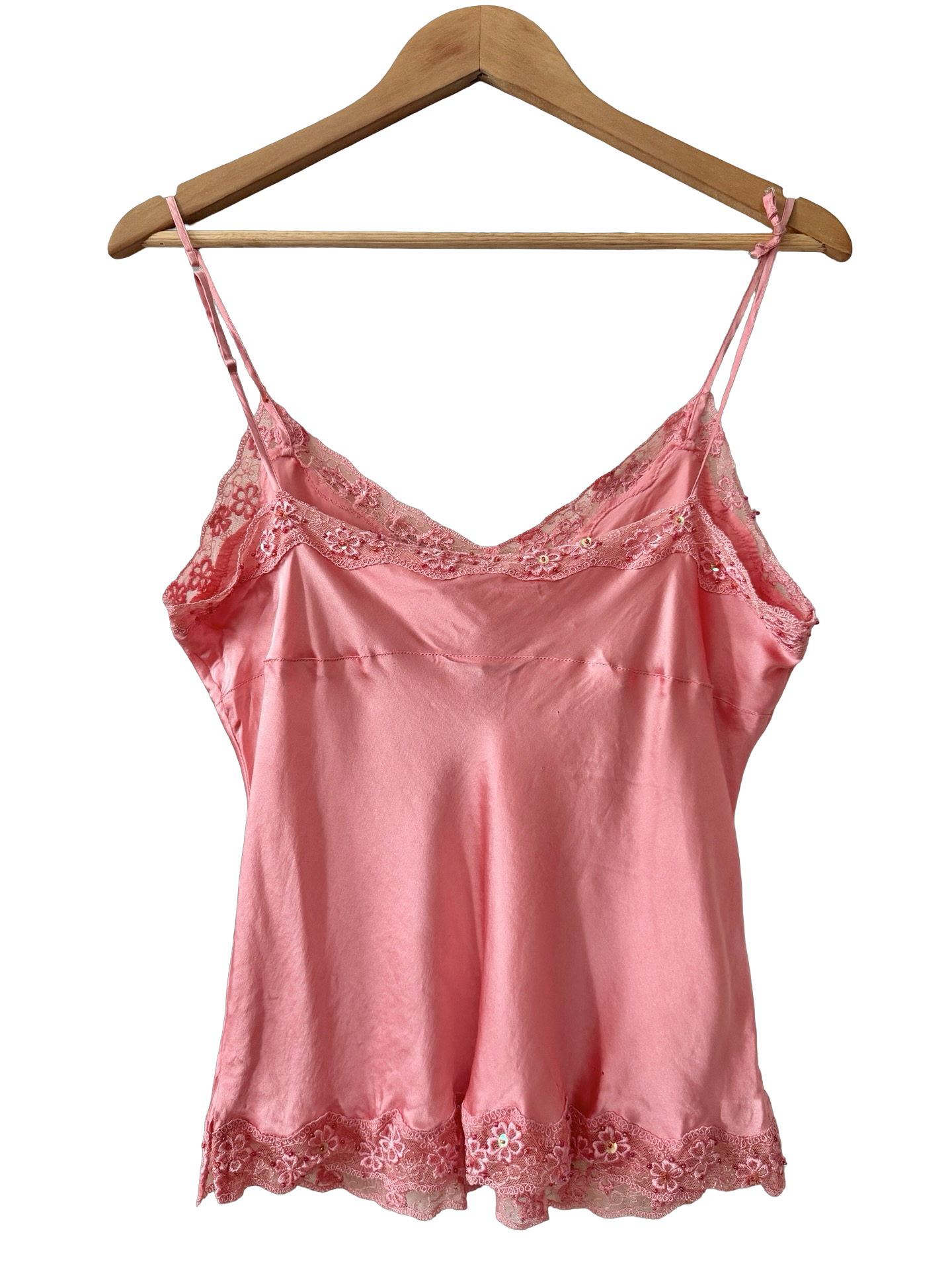 Vintage 90s Pink Sugar Beaded Silk Cami (M)