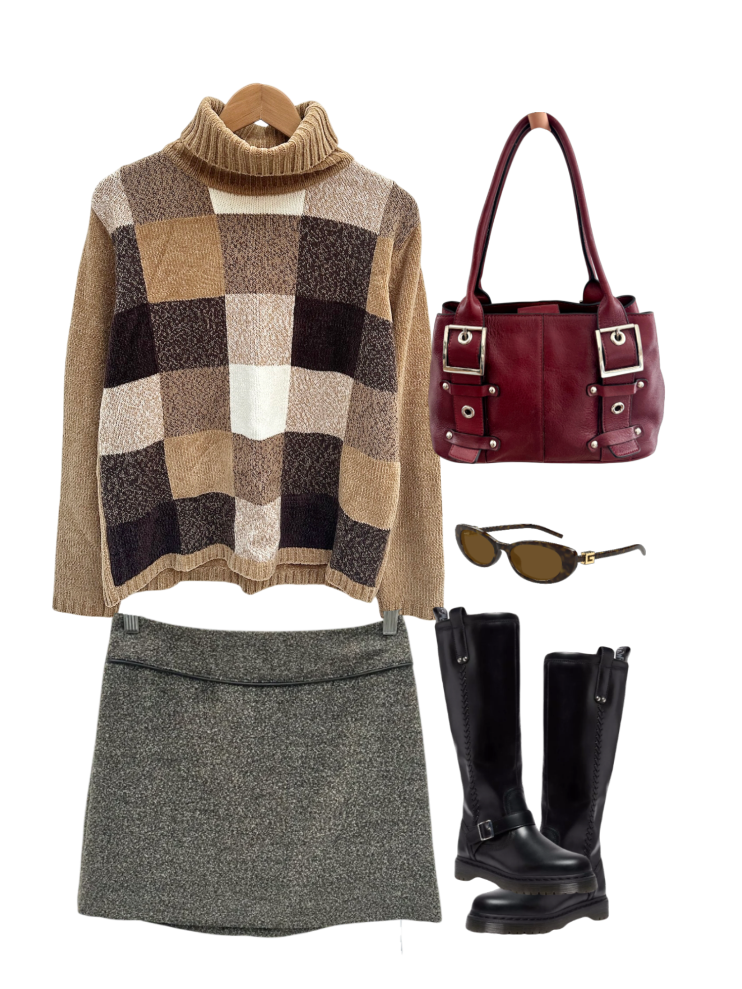 Vintage 90s Cozy Checkered Chenille Knit (L)
