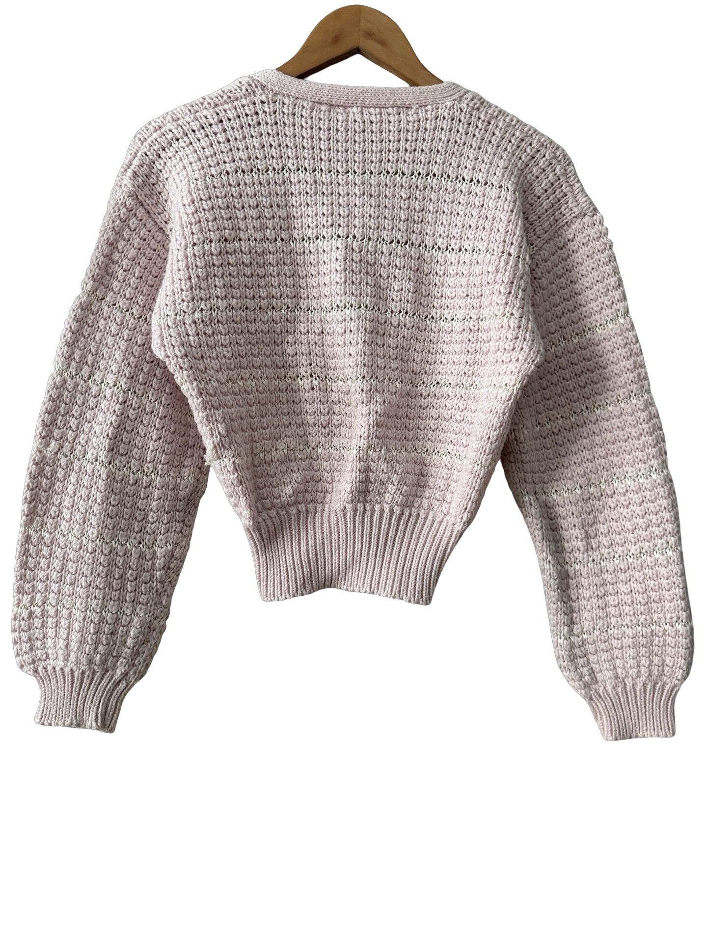 Vintage 90s Ballet Pink Chunky Knit Cropped Cardigan (S)