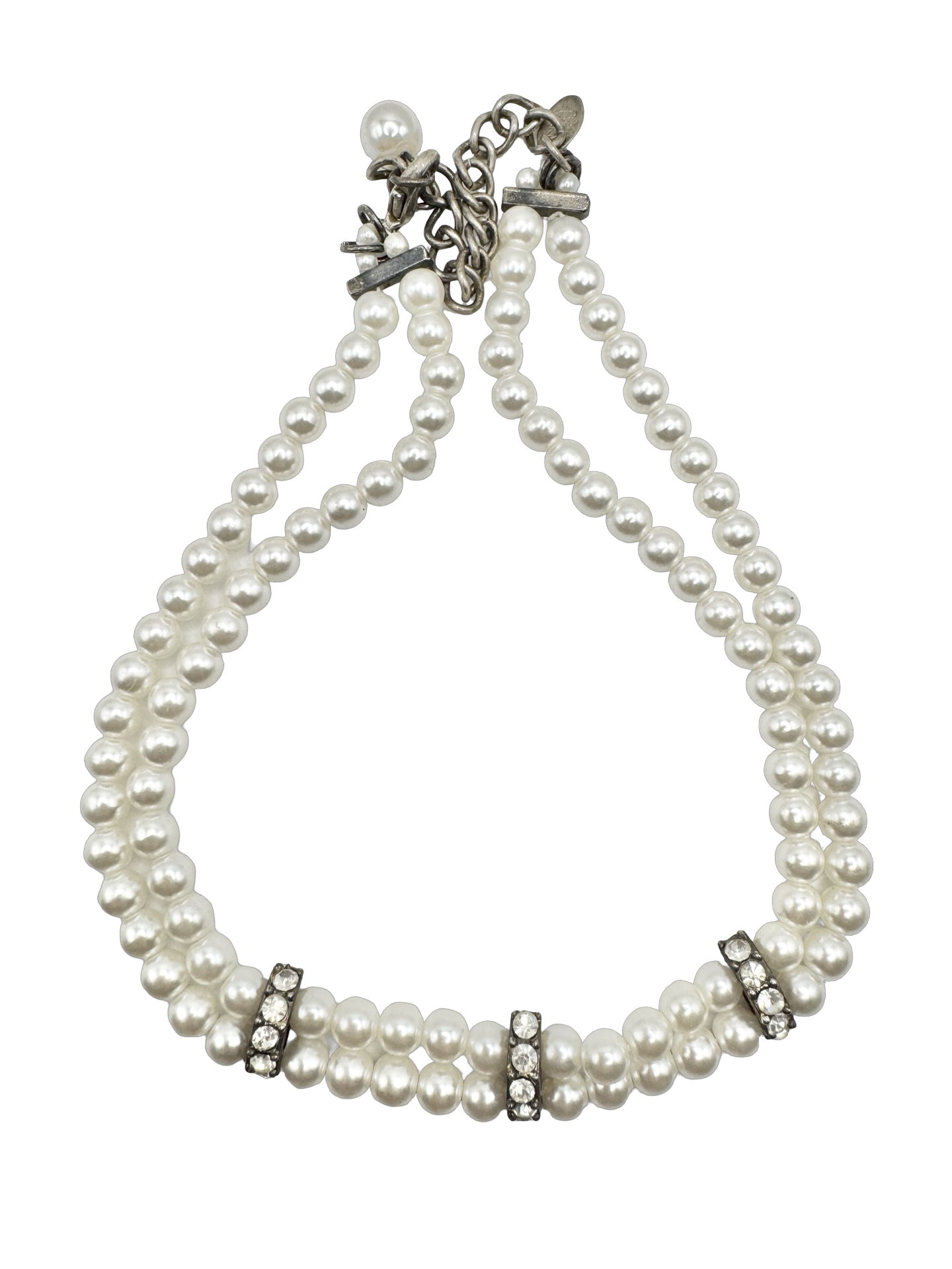 Vintage 90s Pearl Soirée Double Strand Necklace