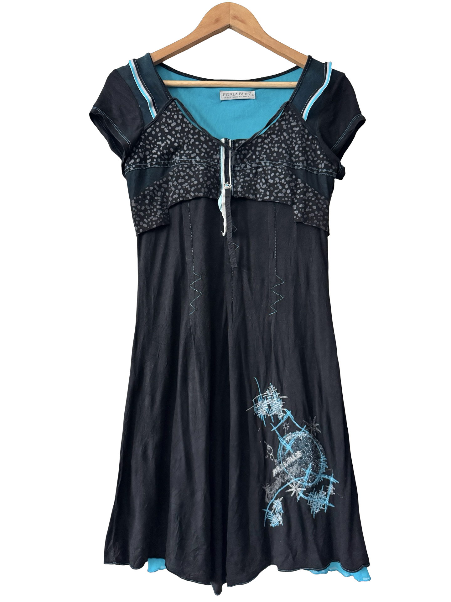 Vintage Y2K Paris Electric Blue Dress (M)