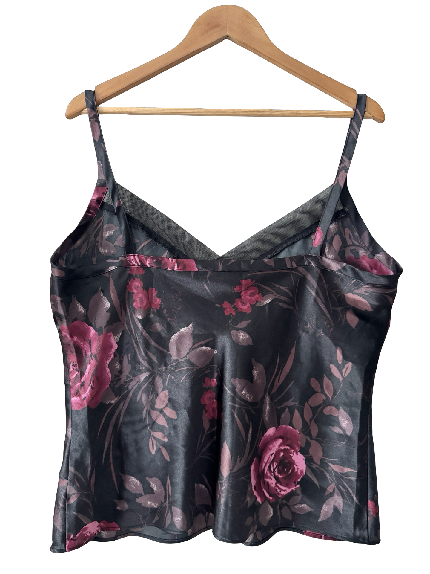 Vintage Y2K Midnight Rose Satin Cami (XL)