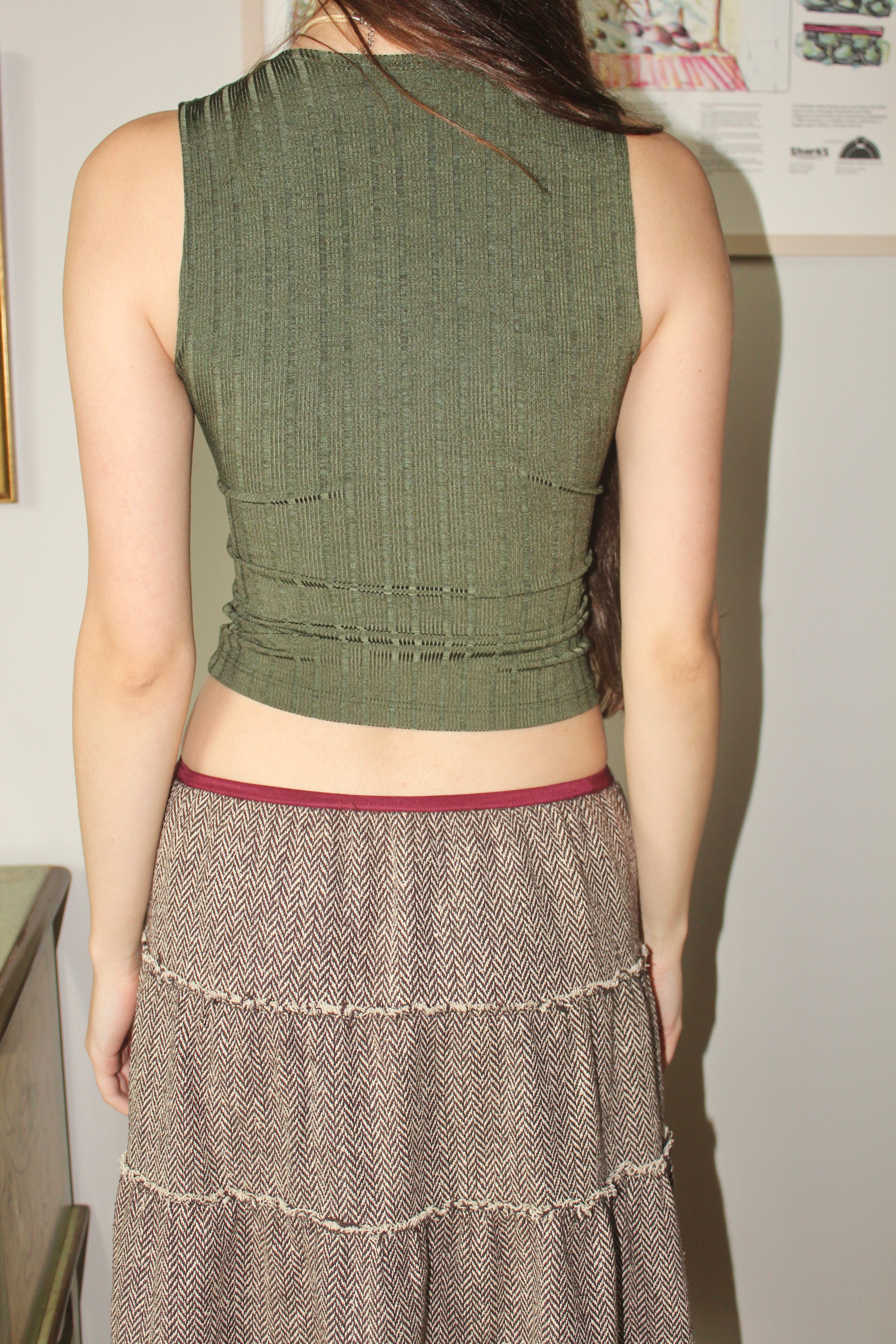 Vintage 90s Fitted Olive Ribbed Tank (S)